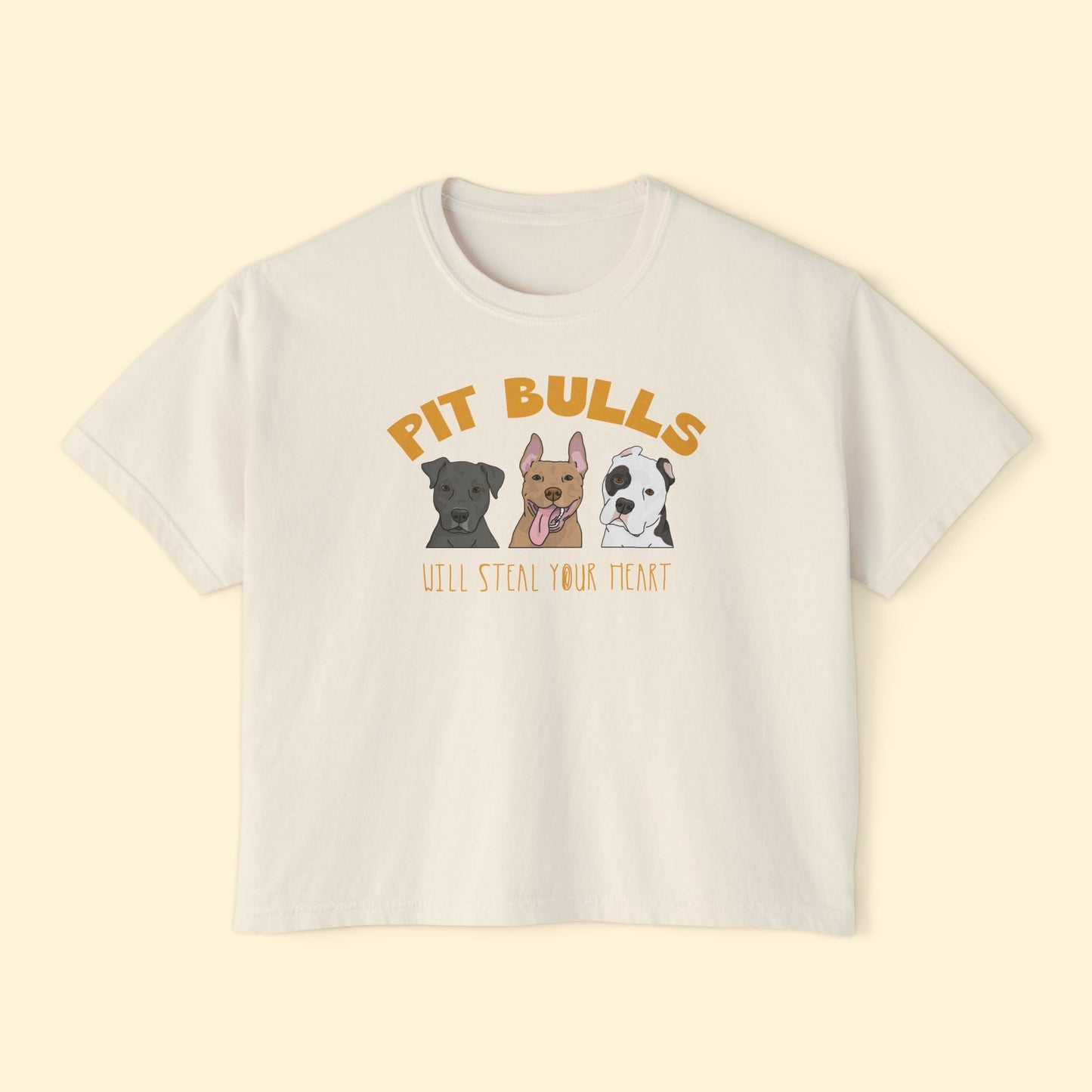 Pit Bulls Will Steal Your Heart | Comfort Colors Boxy Tee - Detezi Designs - 33785260662469258980