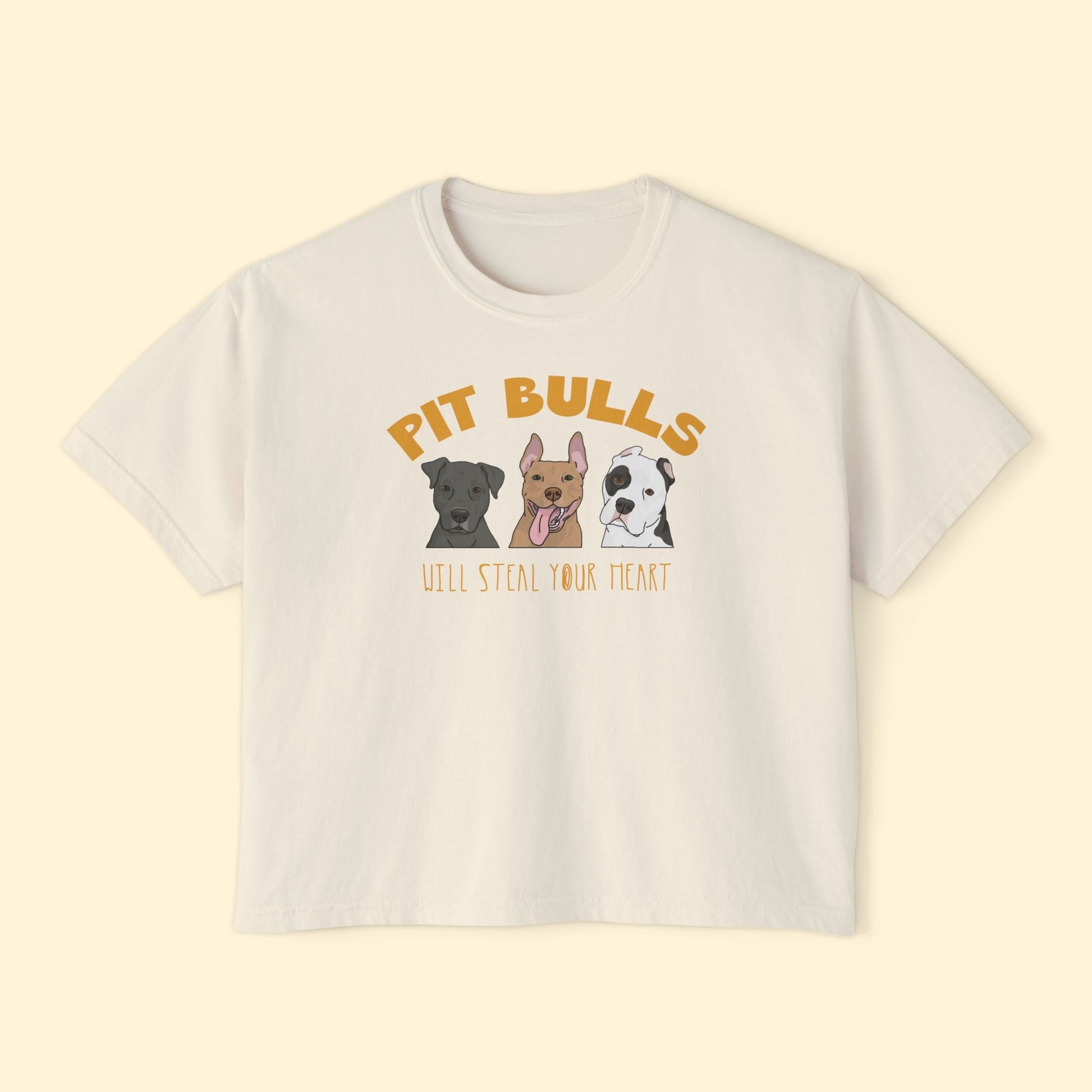 Pit Bulls Will Steal Your Heart | Comfort Colors Boxy Tee - Detezi Designs - 33785260662469258980