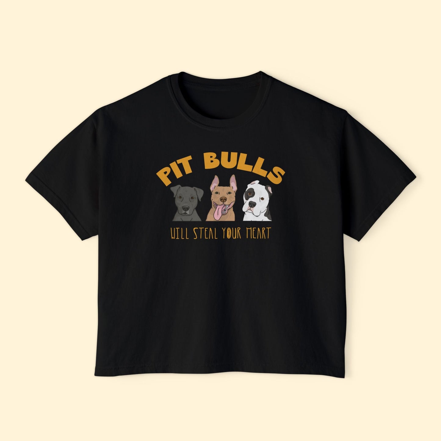 Pit Bulls Will Steal Your Heart | Comfort Colors Boxy Tee - Detezi Designs - 44859011277402858379
