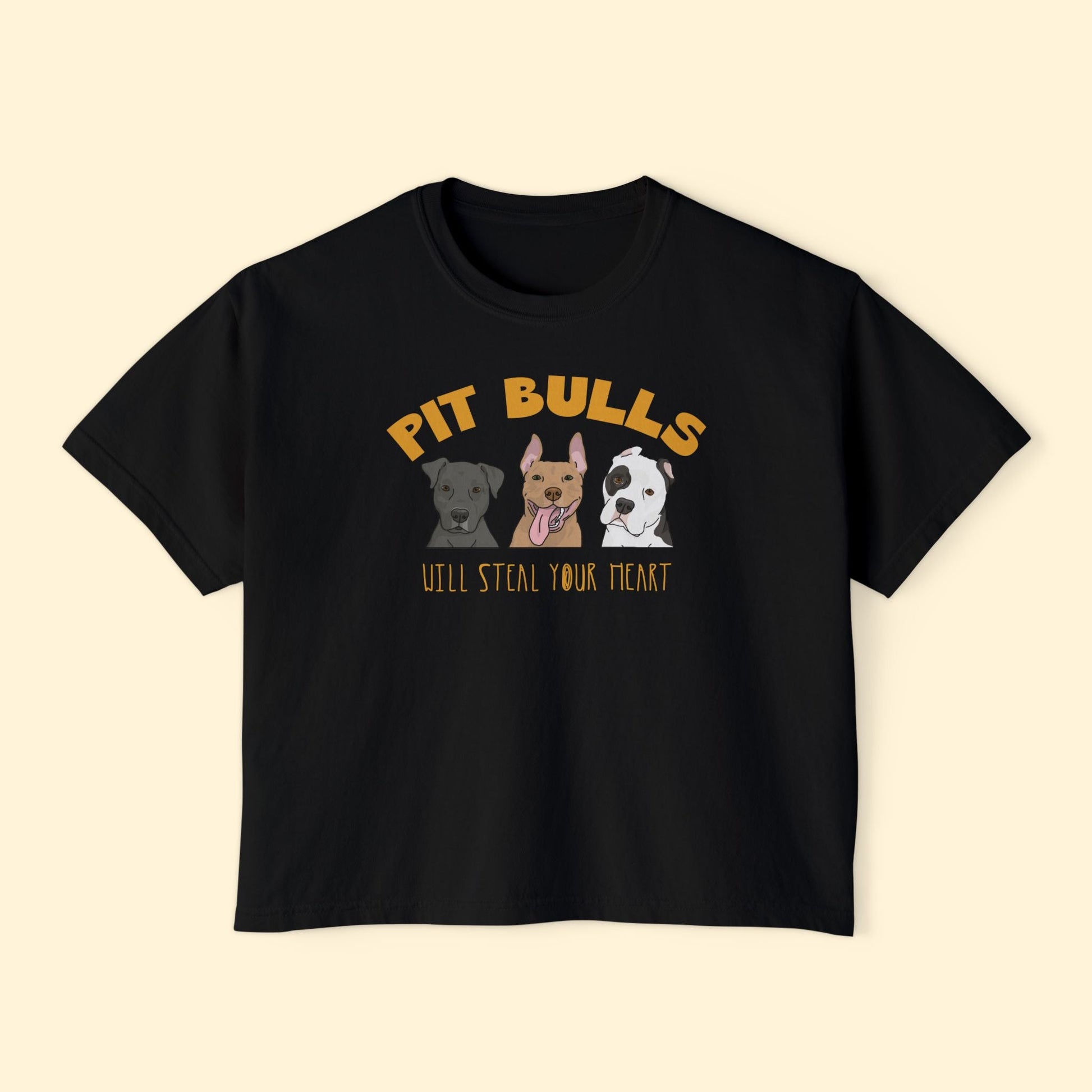 Pit Bulls Will Steal Your Heart | Comfort Colors Boxy Tee - Detezi Designs - 44859011277402858379