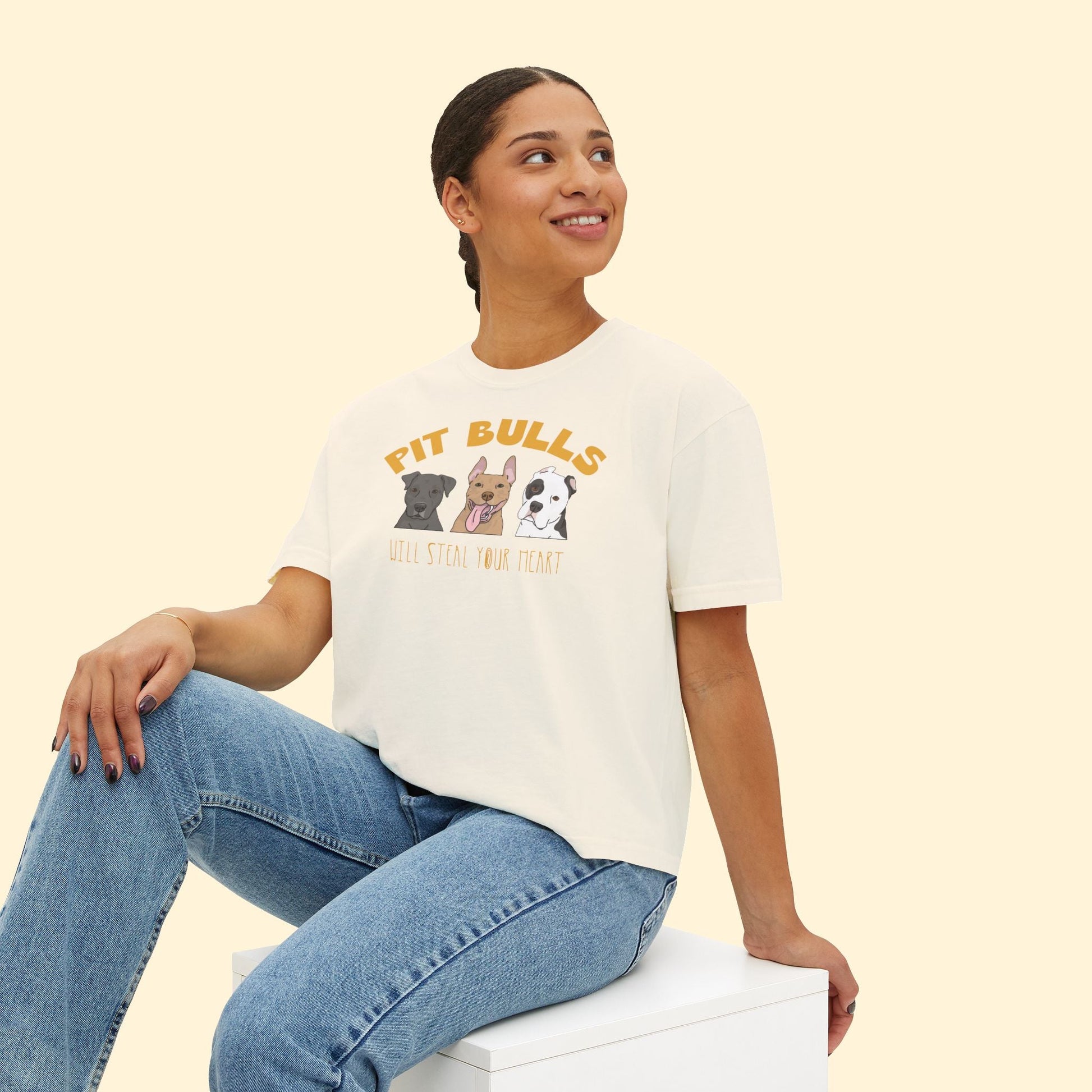 Pit Bulls Will Steal Your Heart | Comfort Colors Boxy Tee - Detezi Designs - 44859011277402858379