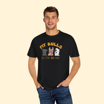 Pit Bulls Will Steal Your Heart | Comfort Colors Unisex T-shirt - Detezi Designs - 13231273284738771576