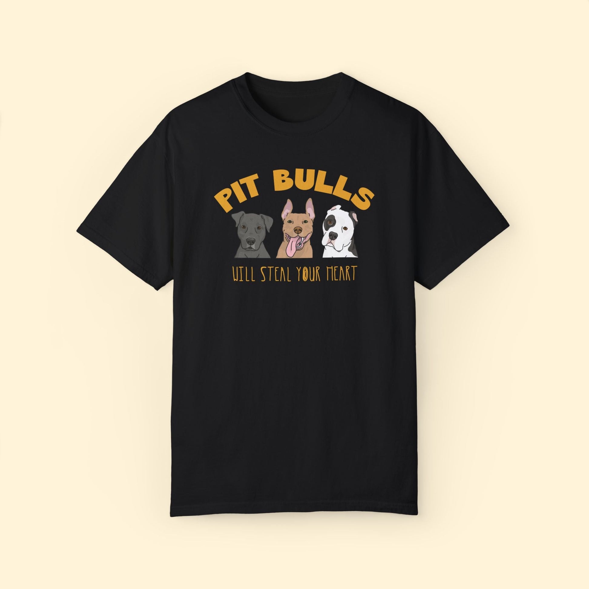 Pit Bulls Will Steal Your Heart | Comfort Colors Unisex T-shirt - Detezi Designs - 63756247614884448532