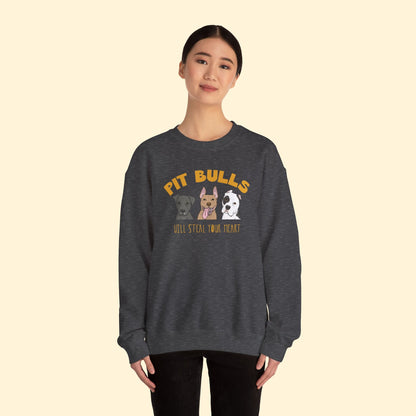 Pit Bulls Will Steal Your Heart | Crewneck Sweatshirt - Detezi Designs - 15260775430565367319