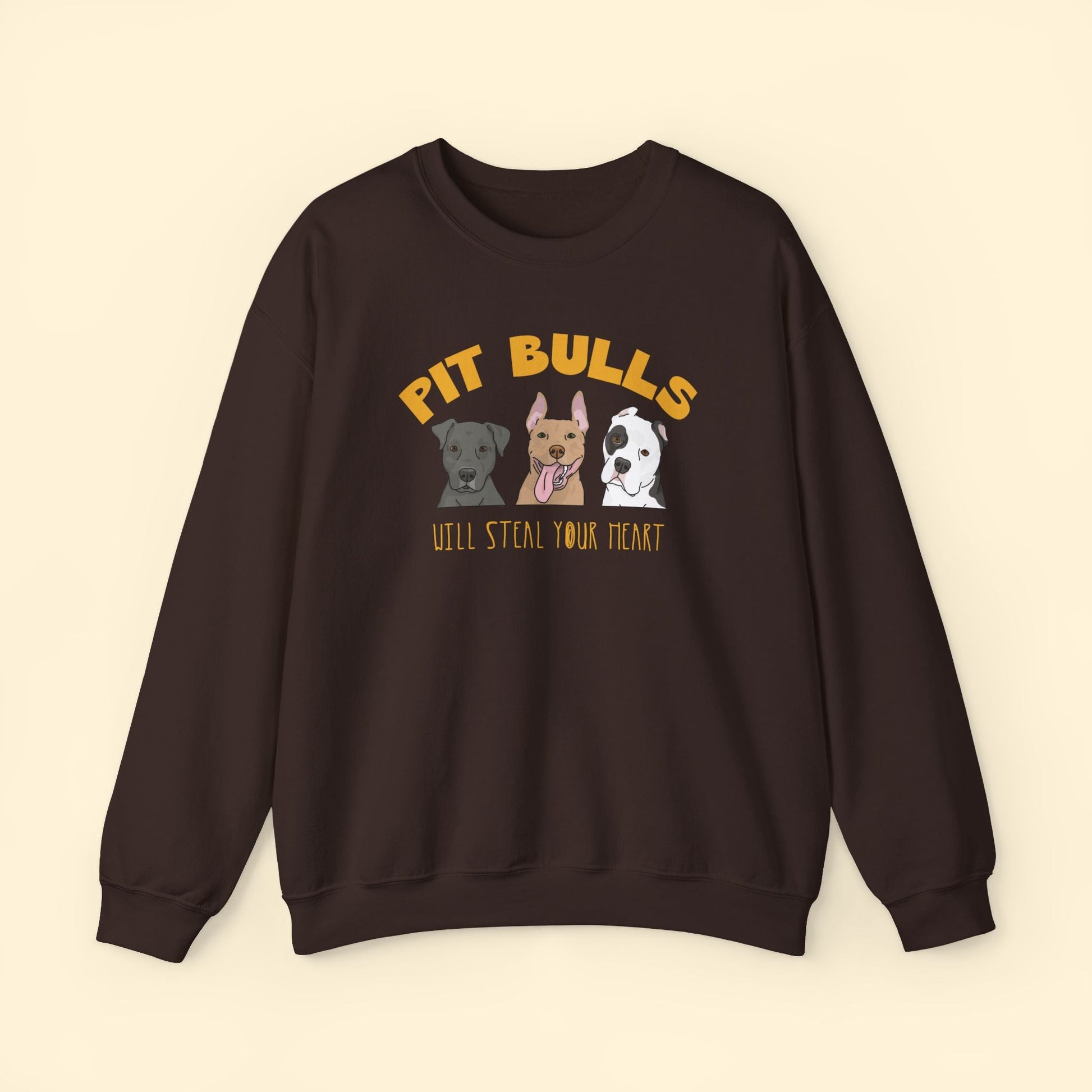 Pit Bulls Will Steal Your Heart | Crewneck Sweatshirt - Detezi Designs - 59083493551267490320