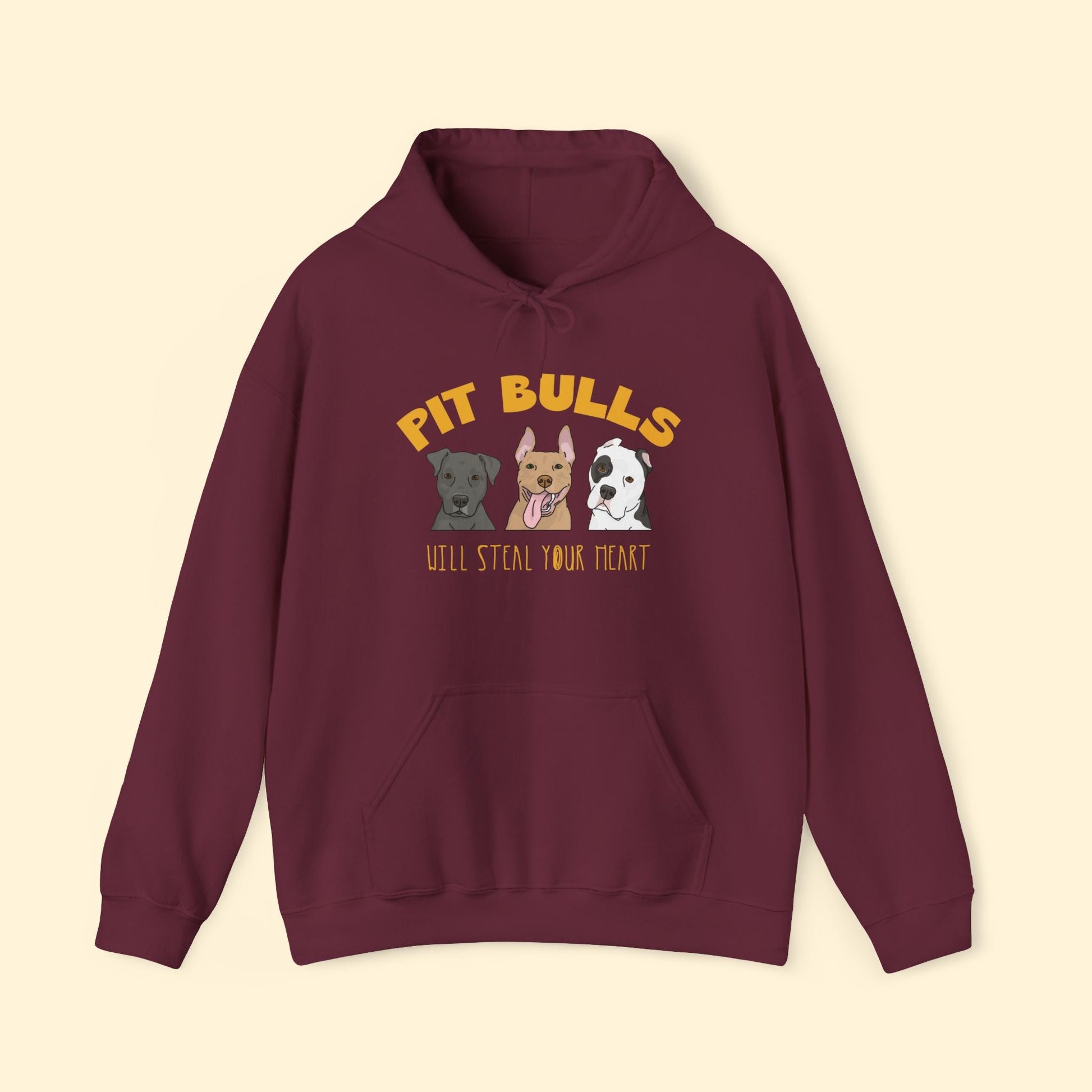 Pit Bulls Will Steal Your Heart | Hooded Sweatshirt - Detezi Designs - 20386925284430255070