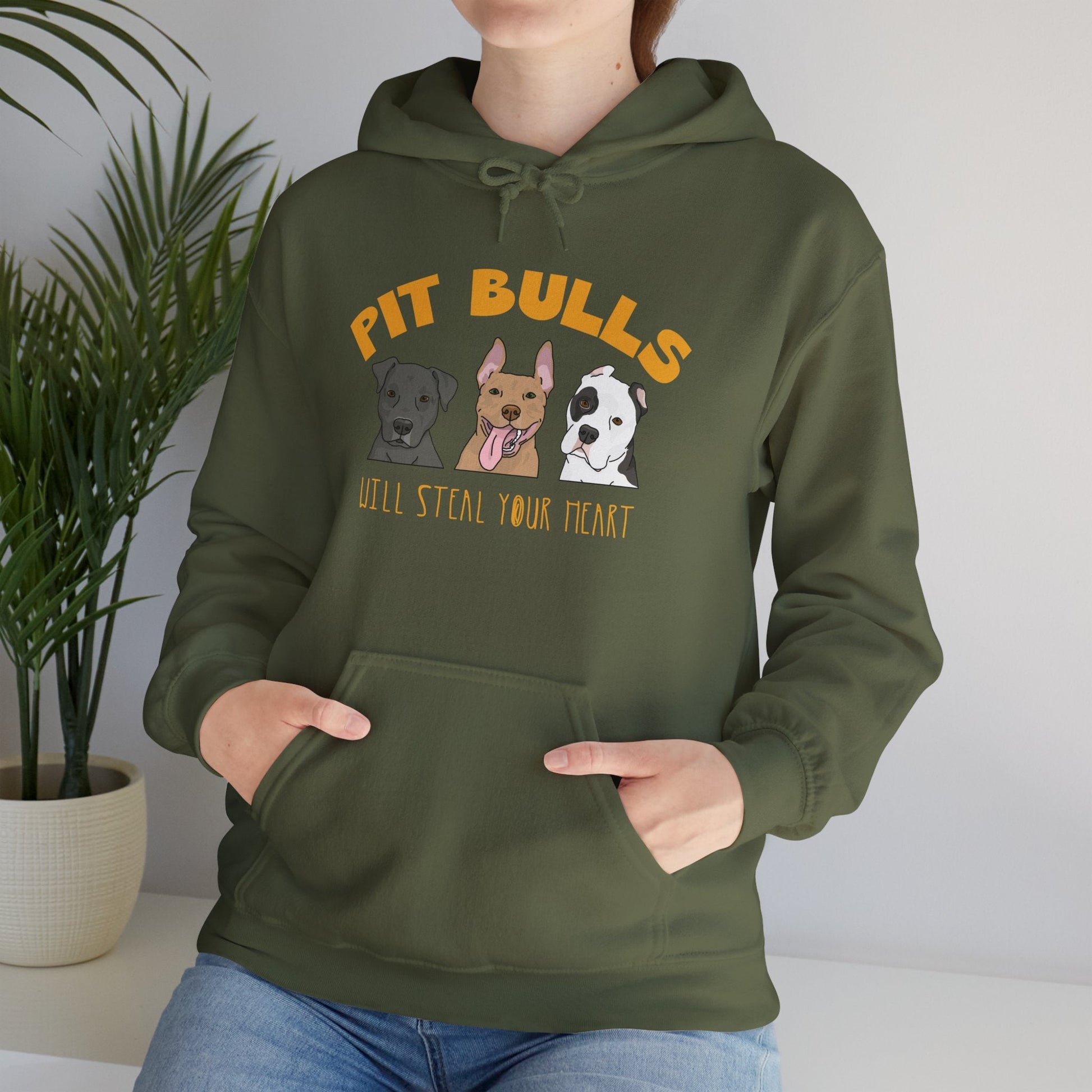 Pit Bulls Will Steal Your Heart | Hooded Sweatshirt - Detezi Designs - 20386925284430255070