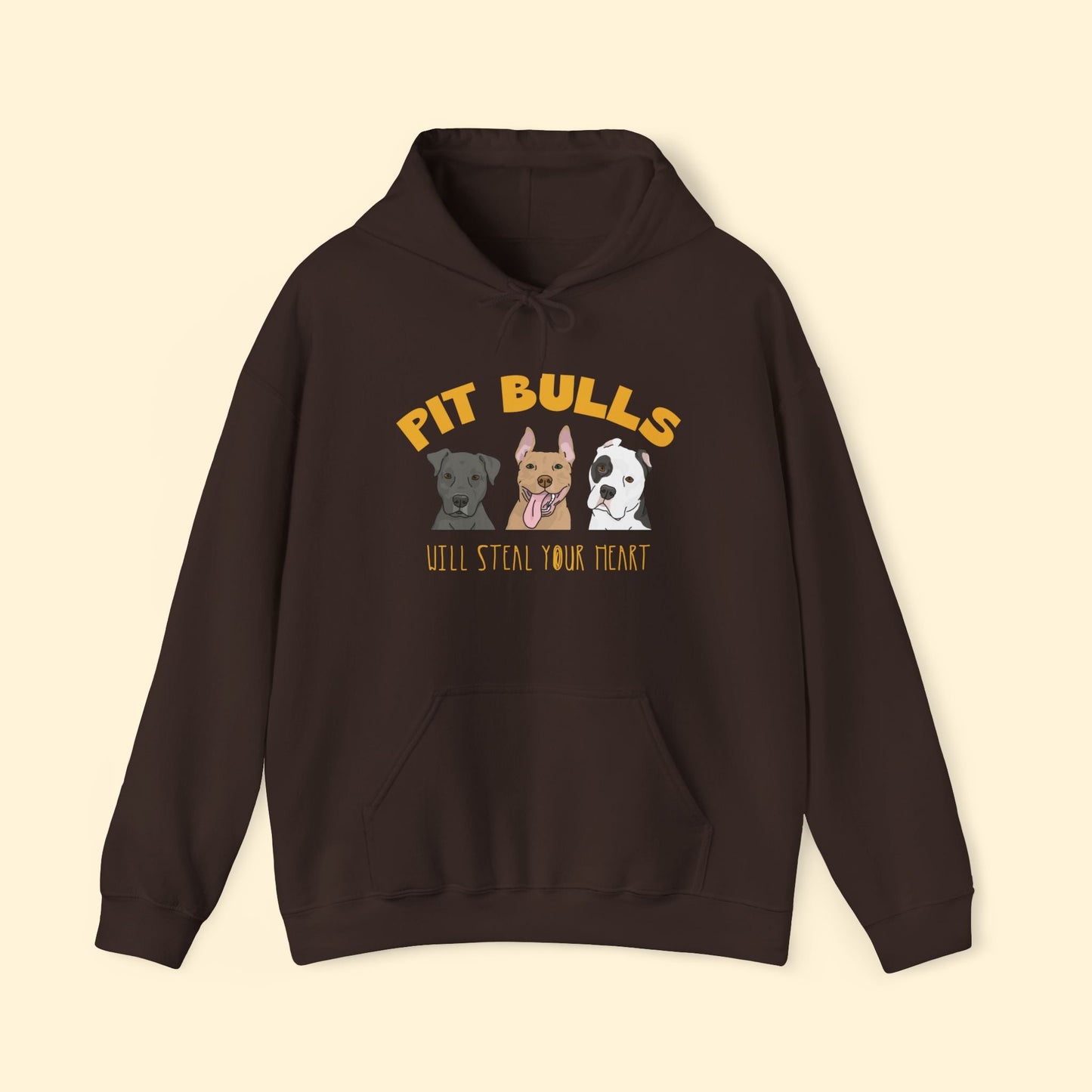 Pit Bulls Will Steal Your Heart | Hooded Sweatshirt - Detezi Designs - 27793473583579431355