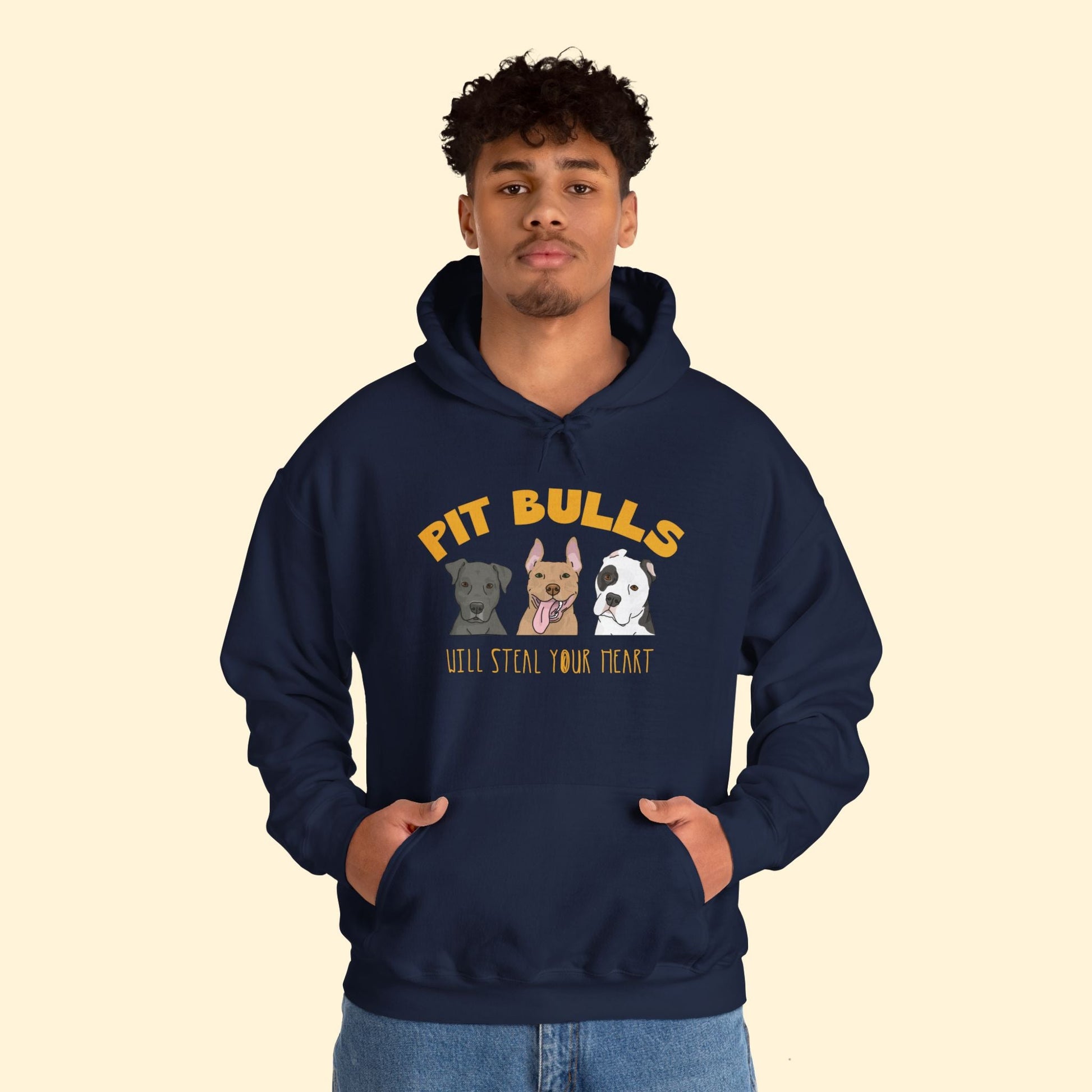 Pit Bulls Will Steal Your Heart | Hooded Sweatshirt - Detezi Designs - 27793473583579431355