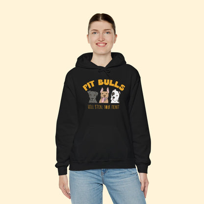 Pit Bulls Will Steal Your Heart | Hooded Sweatshirt - Detezi Designs - 27793473583579431355