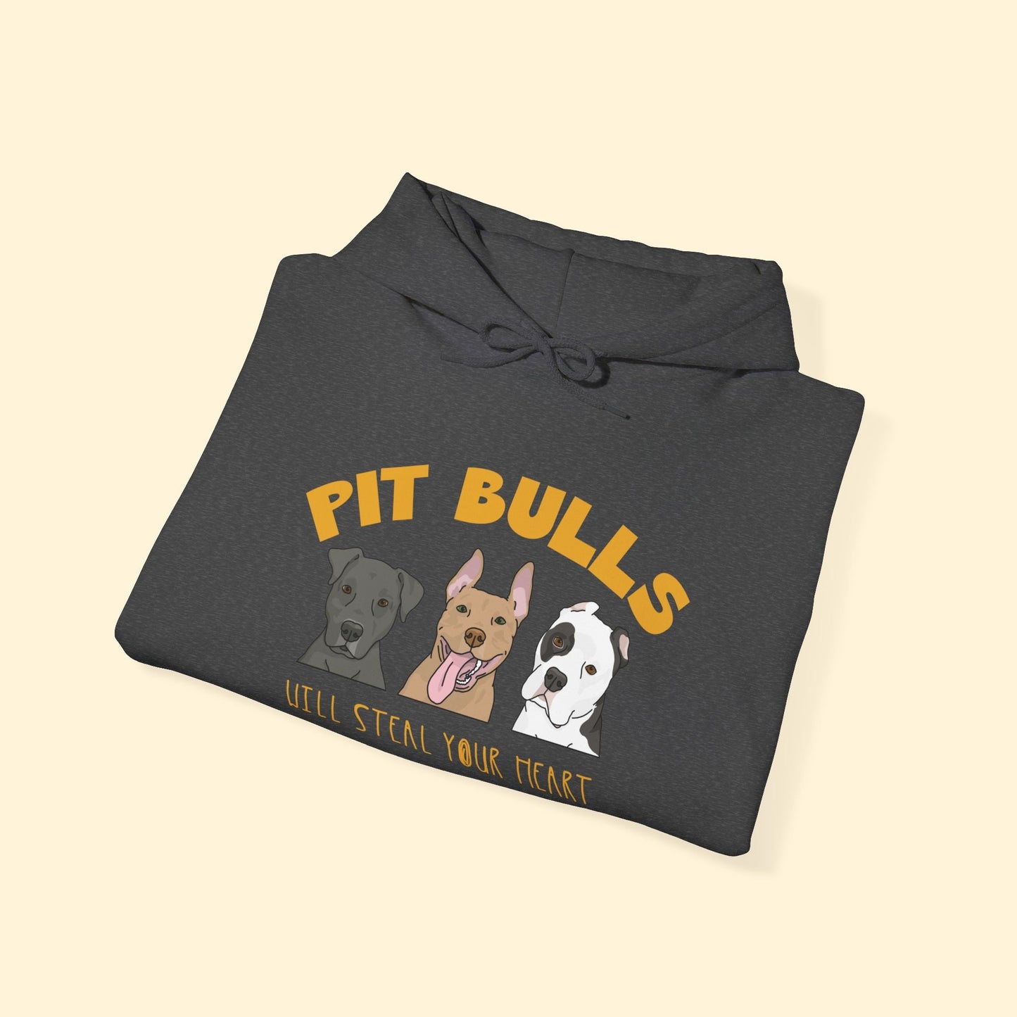 Pit Bulls Will Steal Your Heart | Hooded Sweatshirt - Detezi Designs - 27793473583579431355