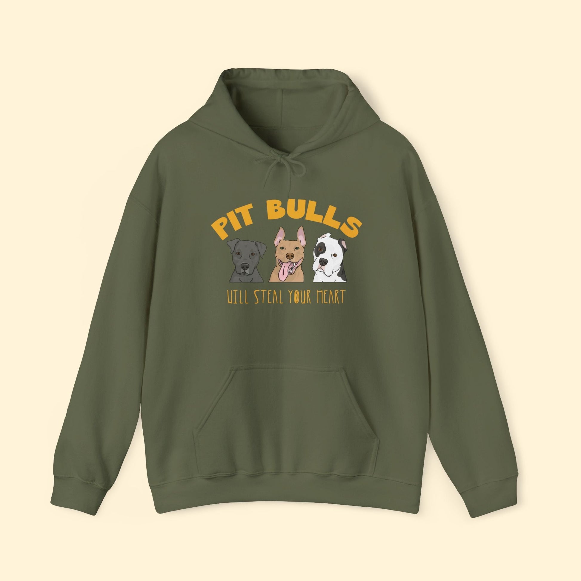 Pit Bulls Will Steal Your Heart | Hooded Sweatshirt - Detezi Designs - 47826519553766960527