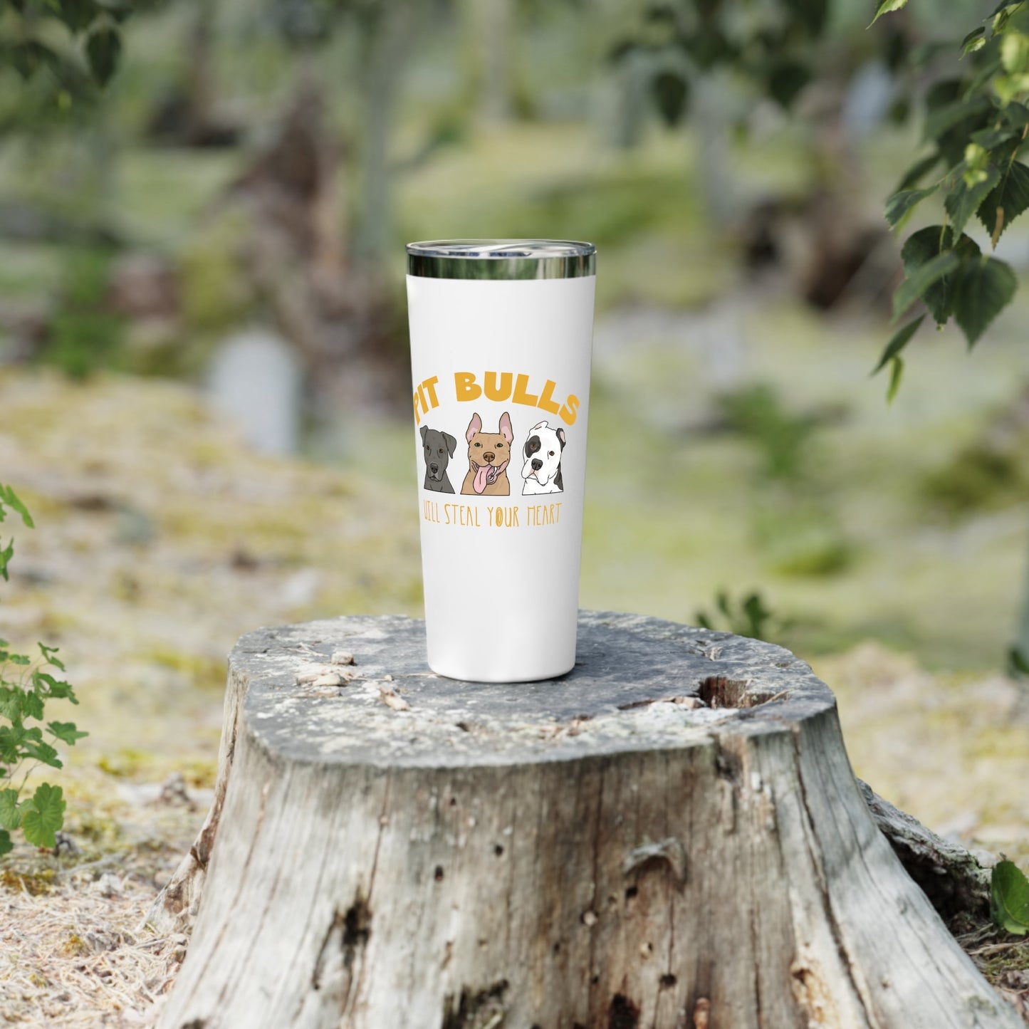 Pit Bulls Will Steal Your Heart | Insulated Tumbler, 22oz - Detezi Designs - 20892657677221661657