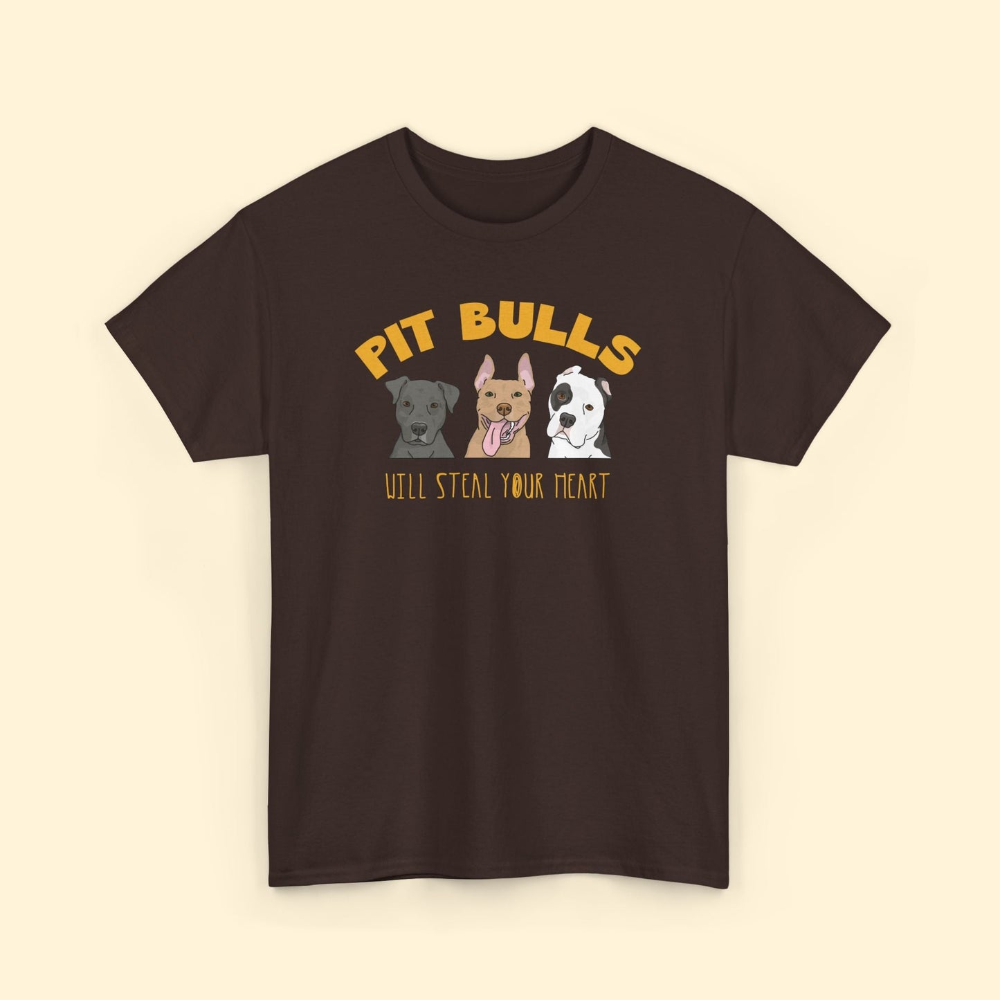 Pit Bulls Will Steal Your Heart | T-shirt - Detezi Designs - 10840421842426080214