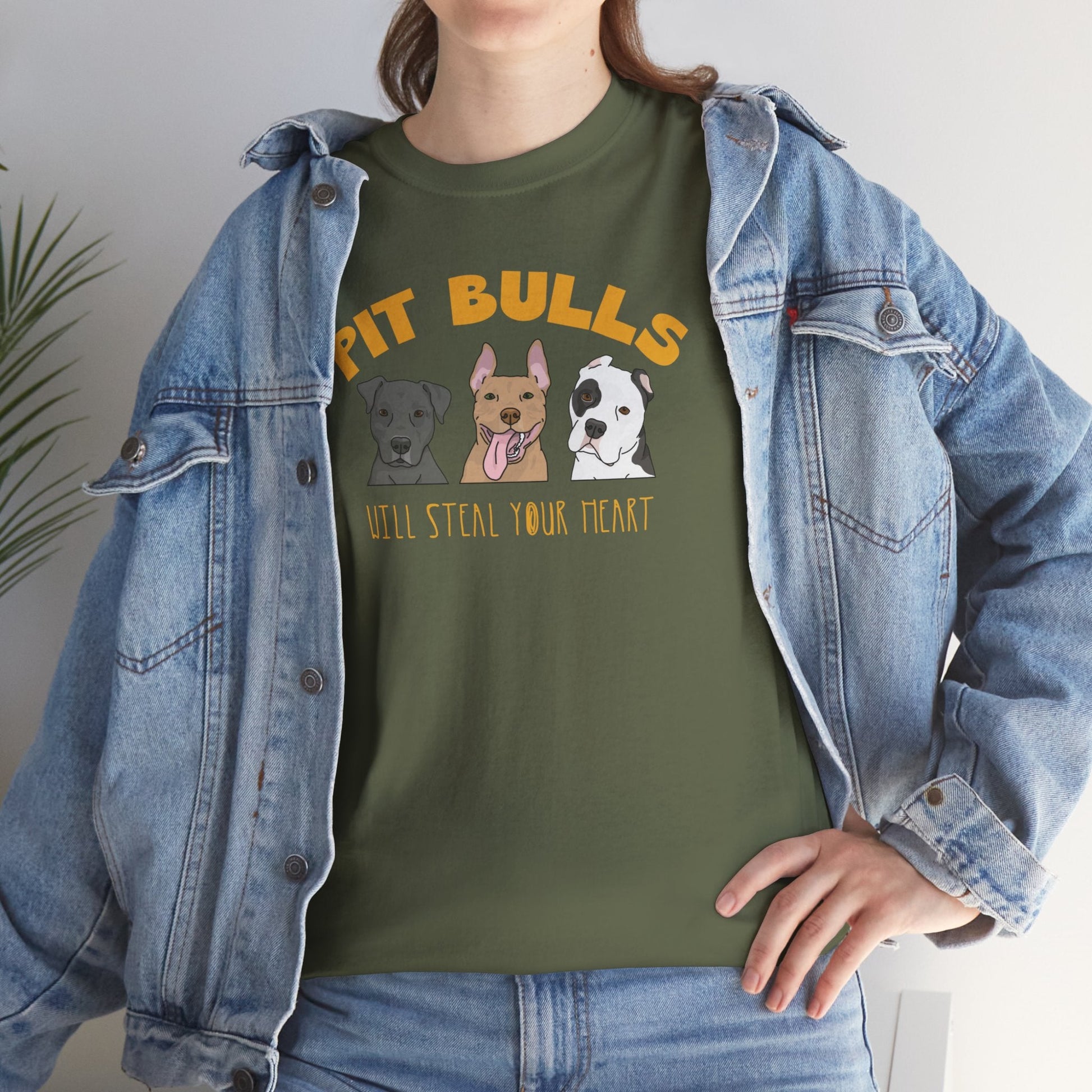 Pit Bulls Will Steal Your Heart | T-shirt - Detezi Designs - 10840421842426080214