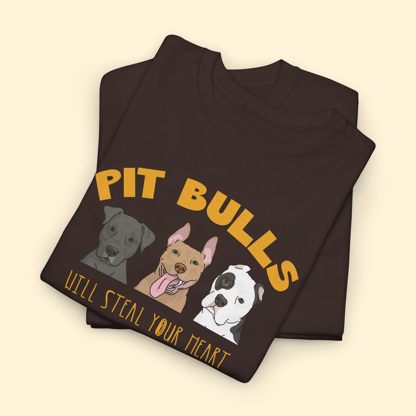 Pit Bulls Will Steal Your Heart | T-shirt - Detezi Designs - 14776939174195696155