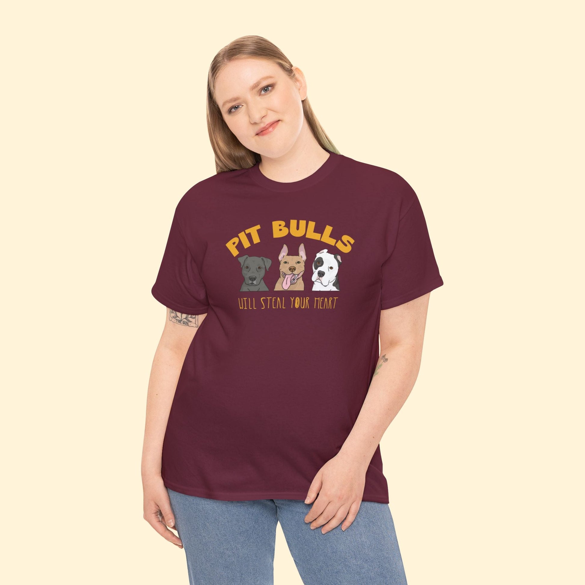 Pit Bulls Will Steal Your Heart | T-shirt - Detezi Designs - 14776939174195696155