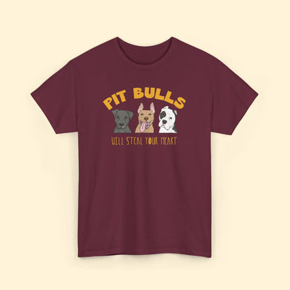 Pit Bulls Will Steal Your Heart | T-shirt - Detezi Designs - 27583087817226391698