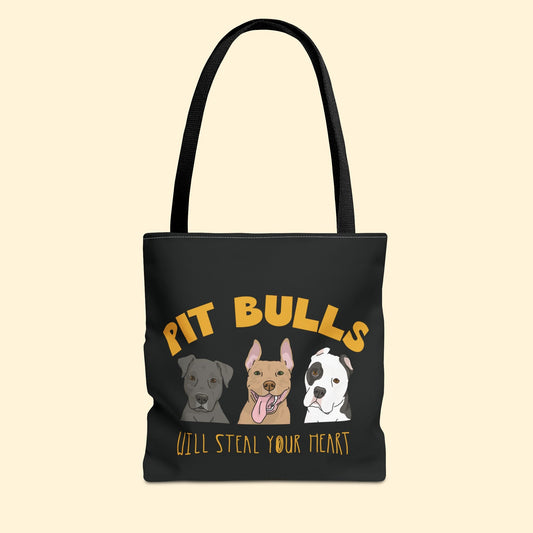 Pit Bulls Will Steal Your Heart | Tote Bag - Detezi Designs - 19705653943525333472