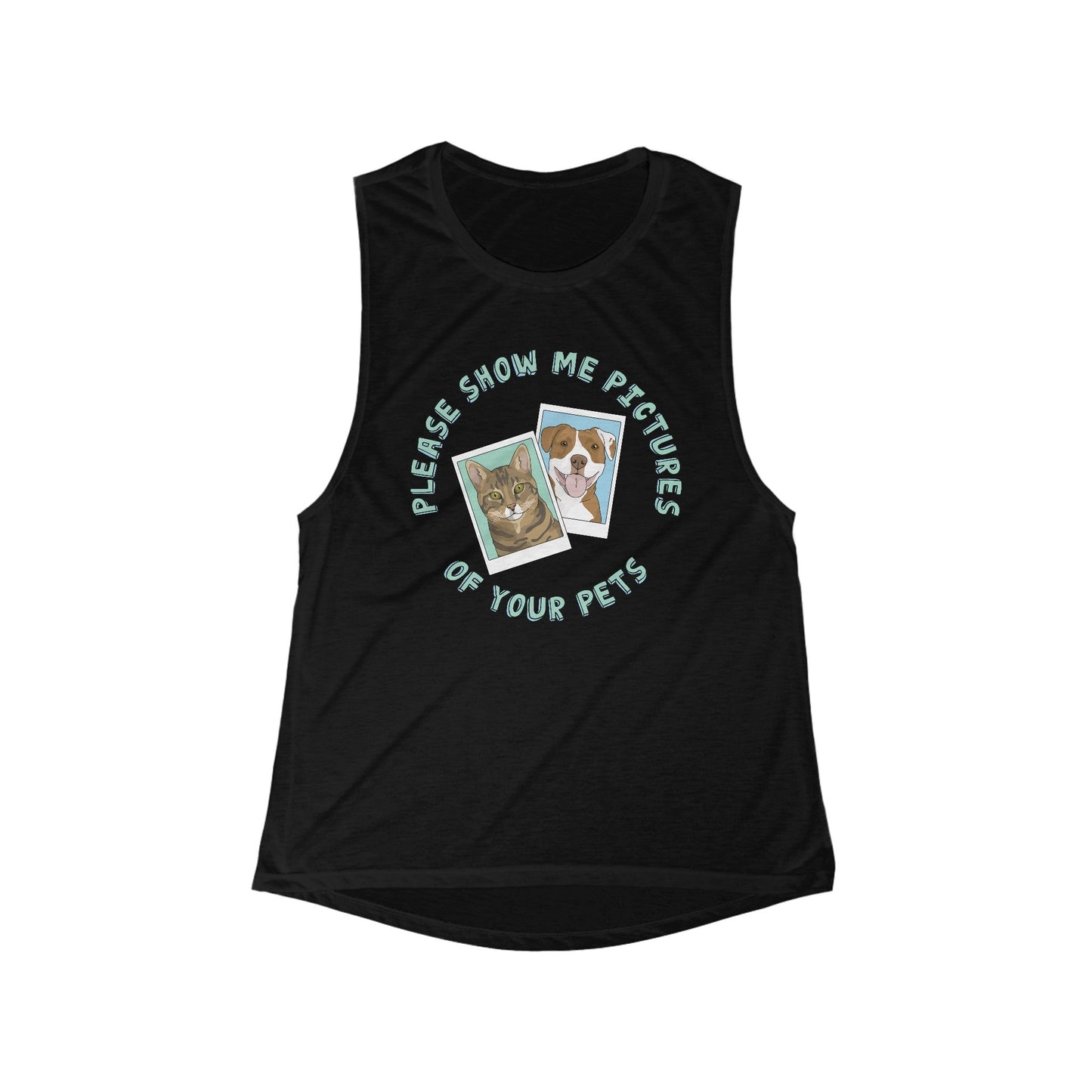 Please Show Me Pictures Of Your Pets | Women's Flowy Scoop Muscle Tank - Detezi Designs-15601195787462840650