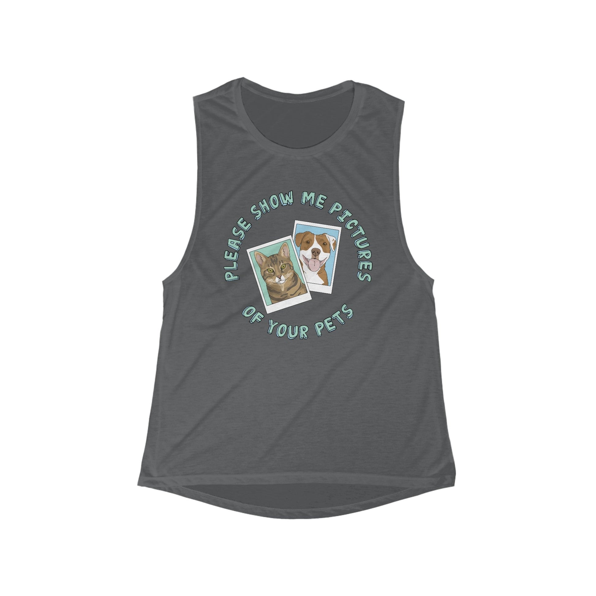 Please Show Me Pictures Of Your Pets | Women's Flowy Scoop Muscle Tank - Detezi Designs-20404077329296025344