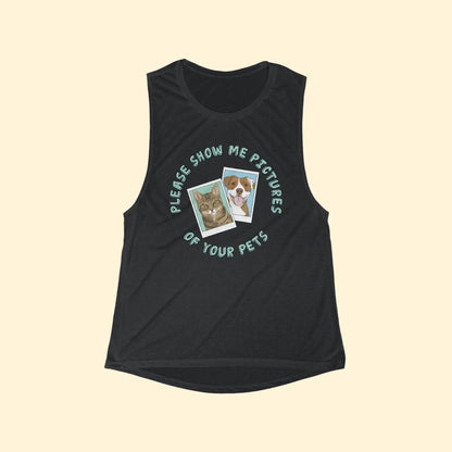 Please Show Me Pictures Of Your Pets | Women's Flowy Scoop Muscle Tank - Detezi Designs-20404077329296025344