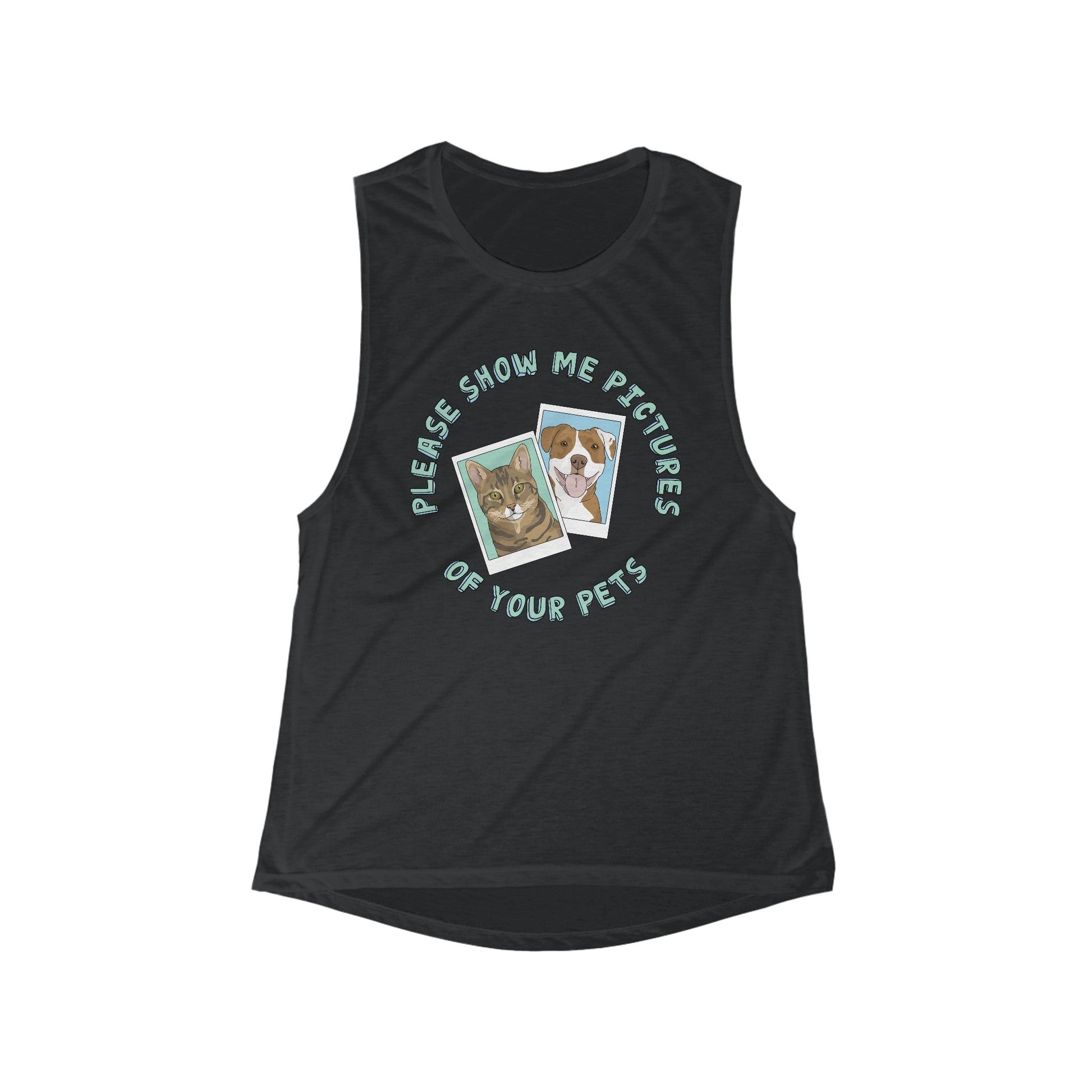 Please Show Me Pictures Of Your Pets | Women's Flowy Scoop Muscle Tank - Detezi Designs-23352665388248799692