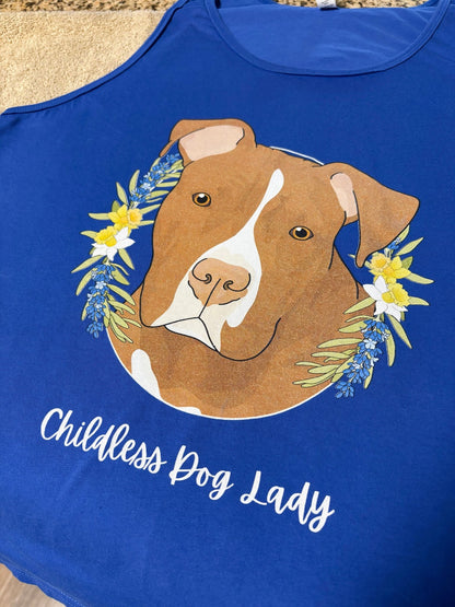 Printed Tank | Childess Dog Lady | Large - Detezi Designs-