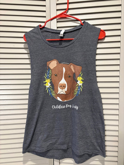 Printed Tank | Childess Dog Lady | XL - Detezi Designs-