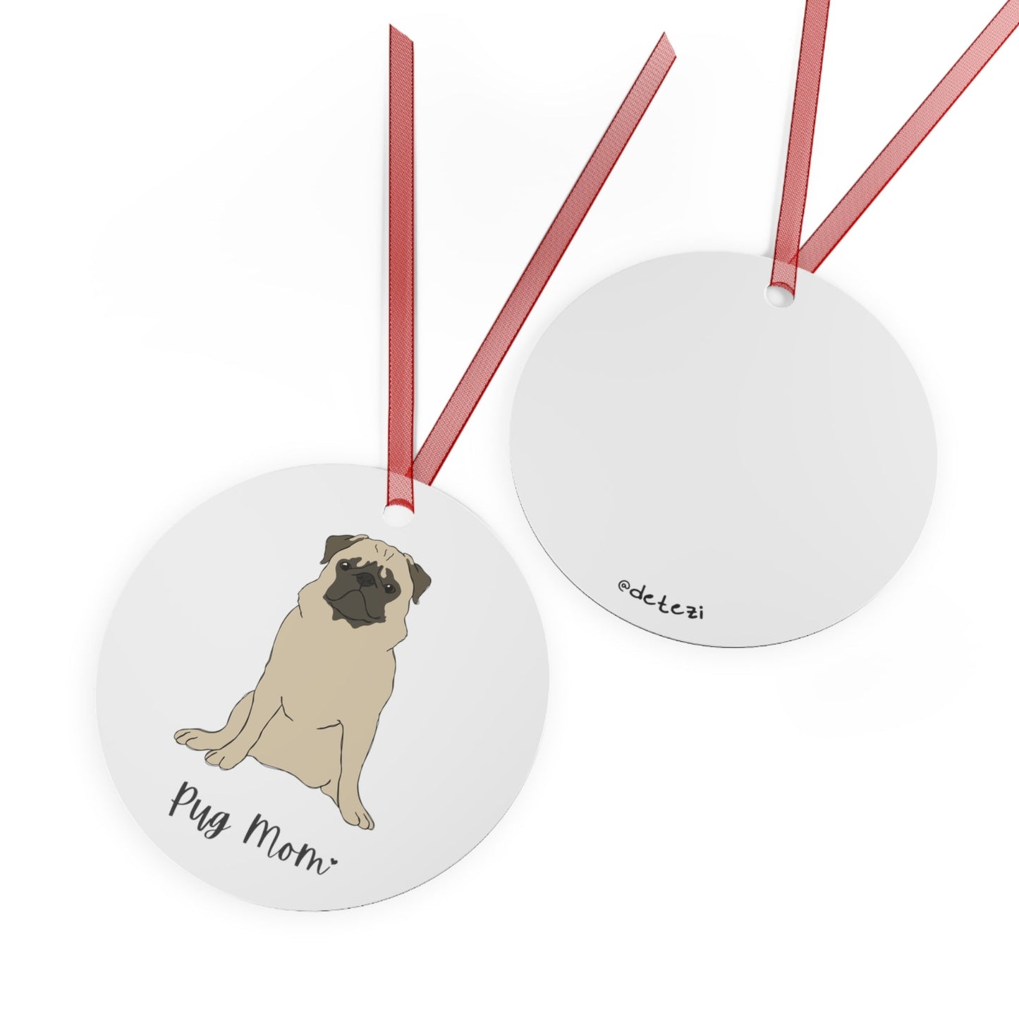 Pug Mom | Holiday Ornament - Detezi Designs - 73154244822482579515