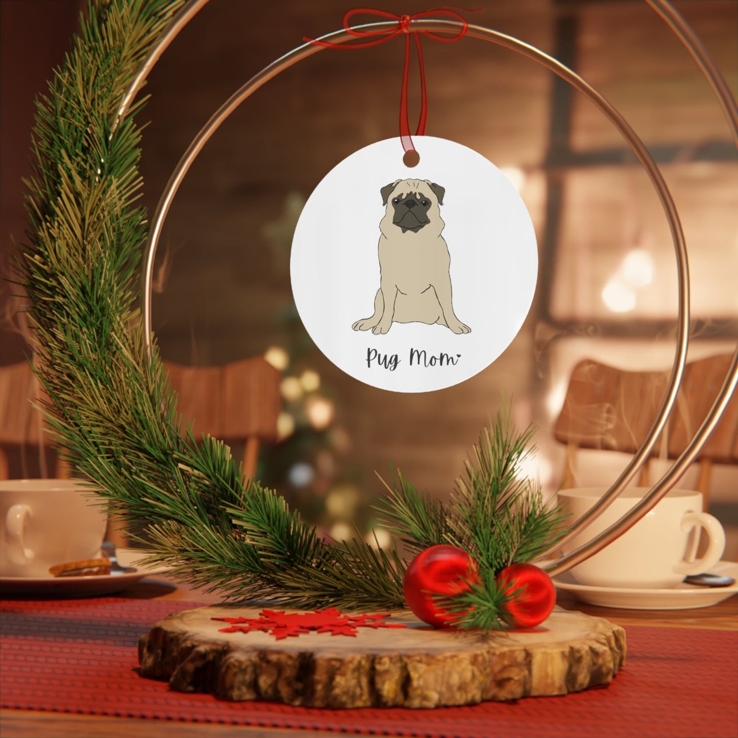 Pug Mom | Holiday Ornament - Detezi Designs - 73154244822482579515