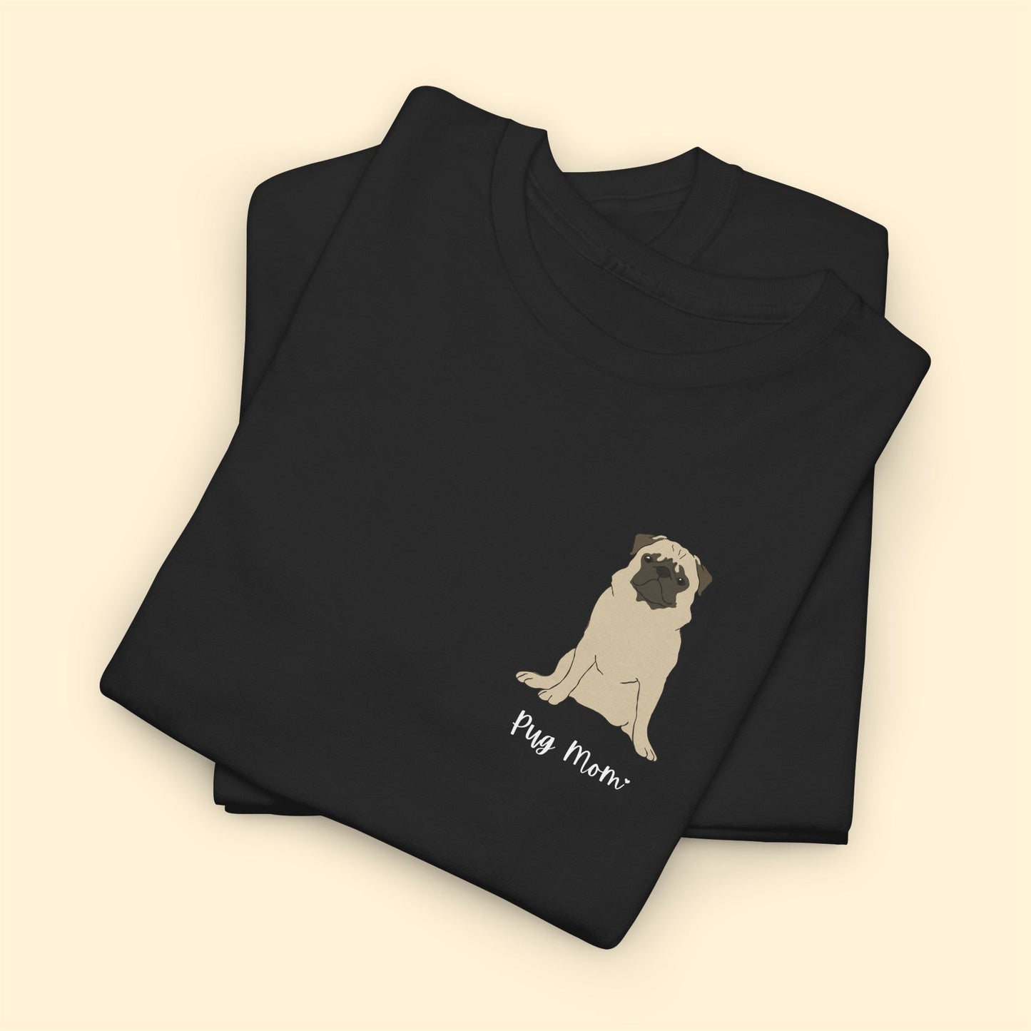 Pug Mom | Pocket Print | Unisex T-shirt - Detezi Designs-16191110064871175866