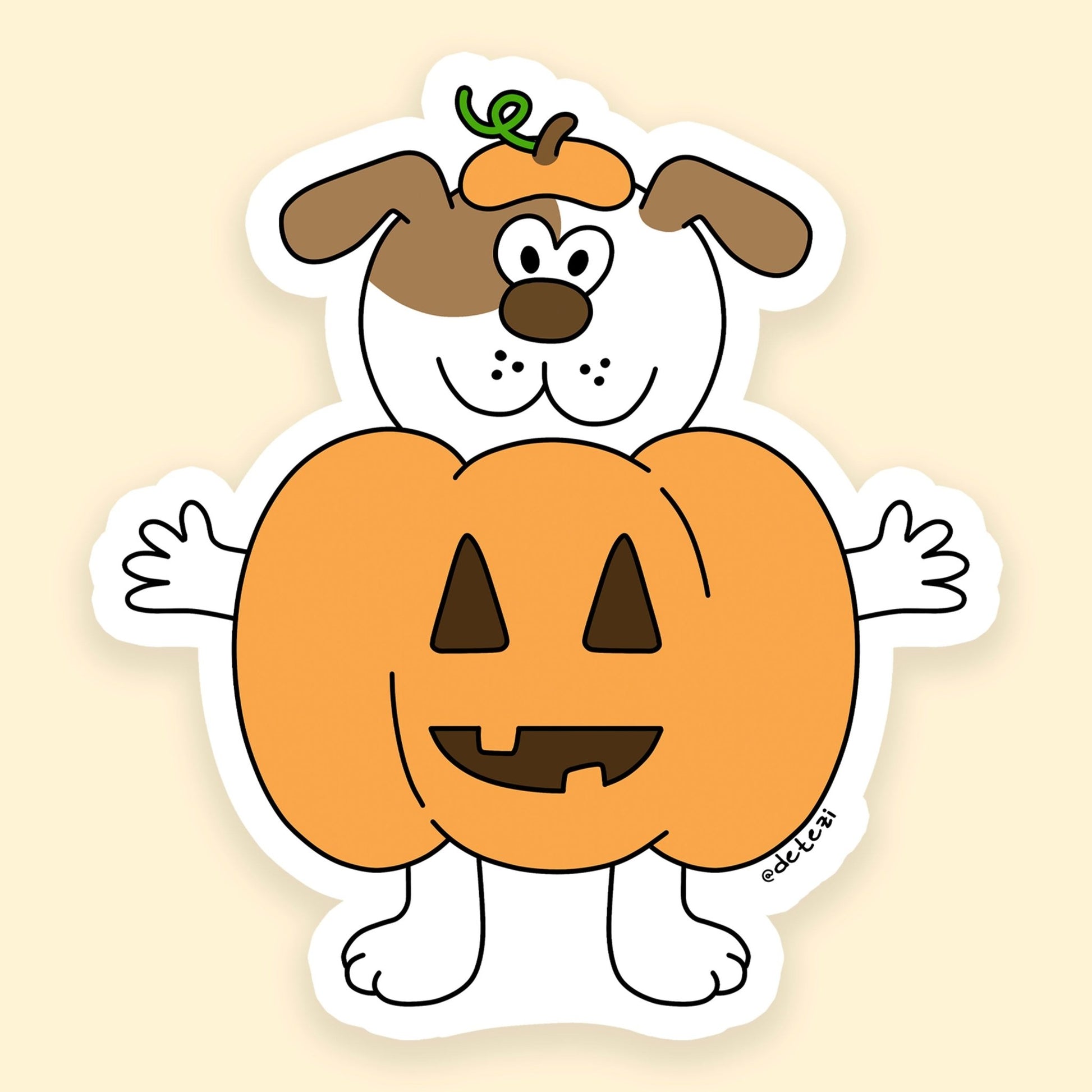 Pumpkin Puppy | 3" Vinyl Sticker - Detezi Designs - 