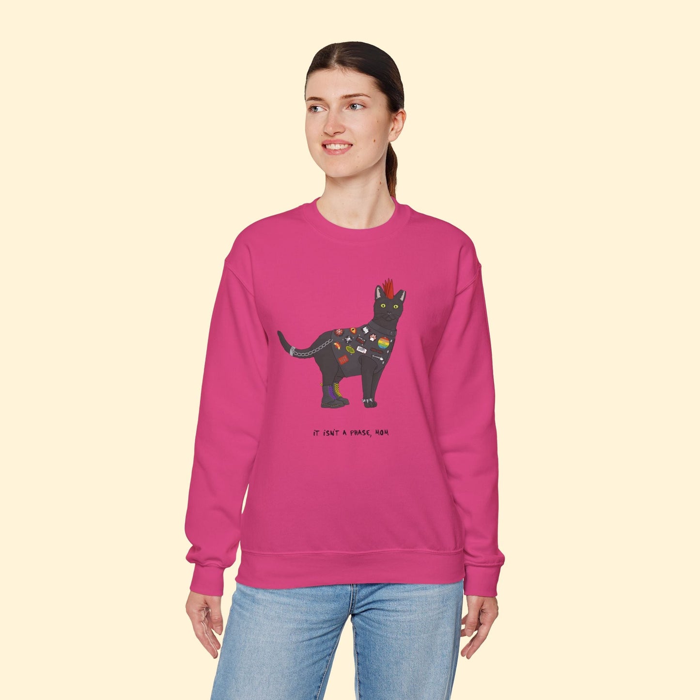 Punk Cat | Crewneck Sweatshirt - Detezi Designs - 25017272301622057988