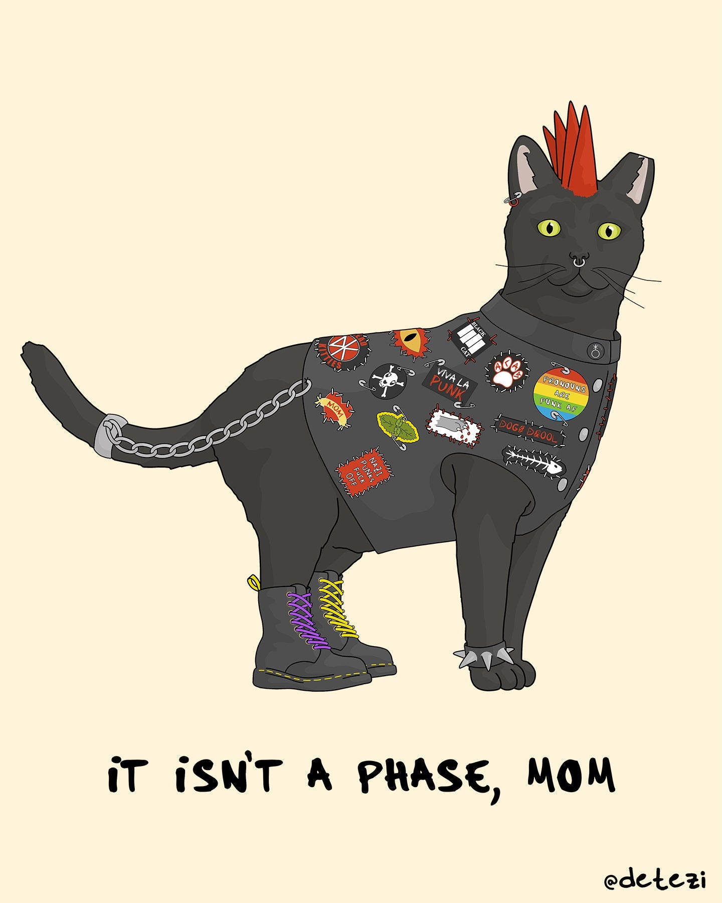 Punk Cat | Giclee Fine Art Print - Detezi Designs - 