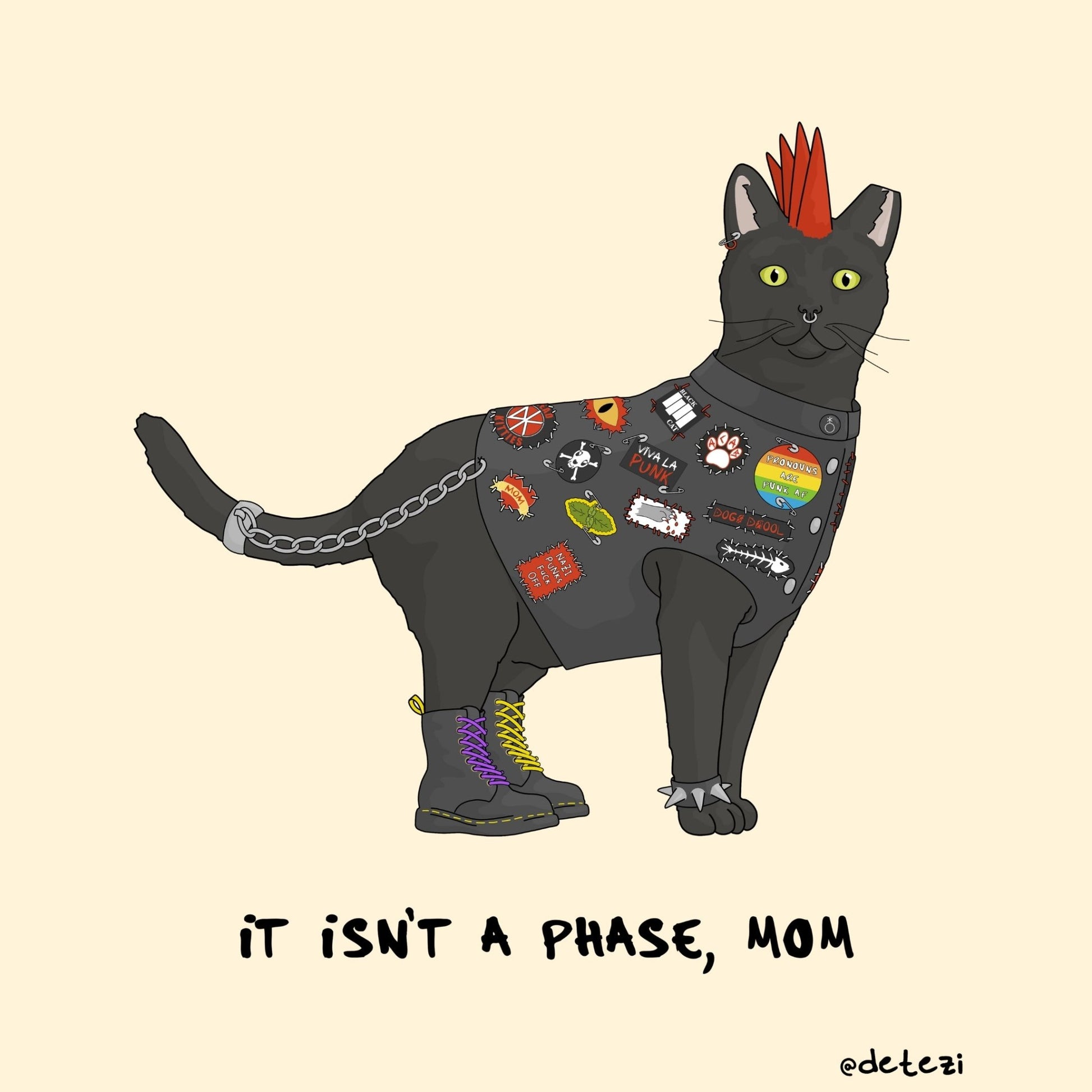 Punk Cat | Giclee Fine Art Print - Detezi Designs - 