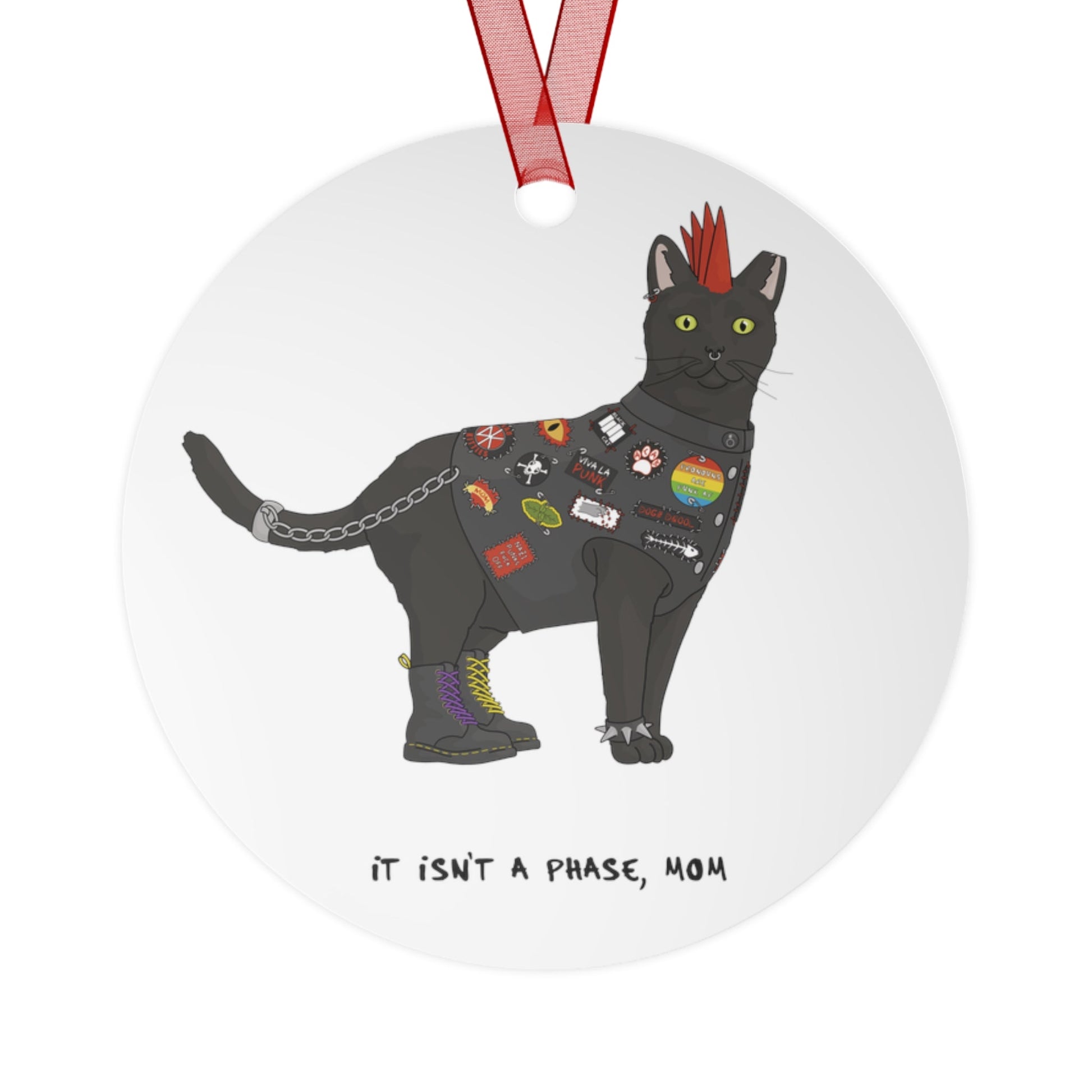 Punk Cat | Holiday Ornament - Detezi Designs - 29136105306455195582