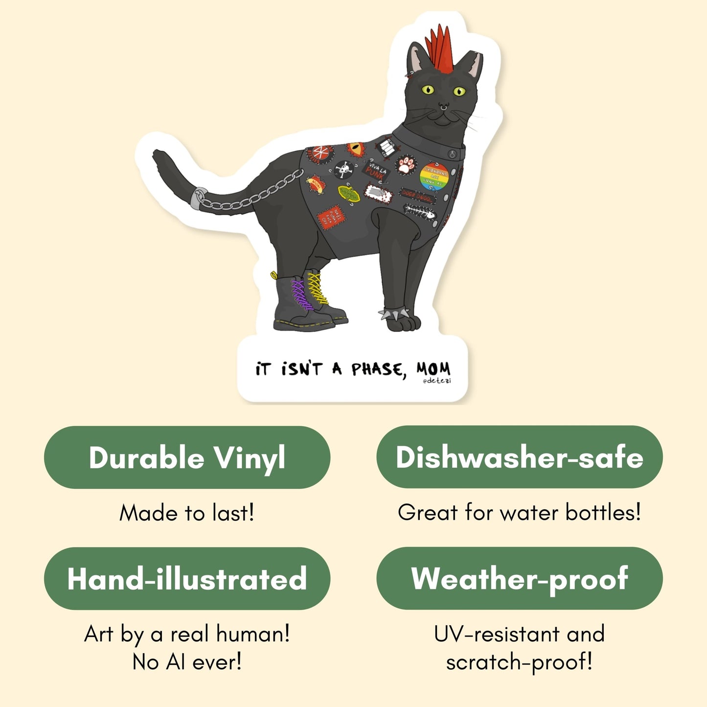 Punk Cat | Vinyl Sticker - Detezi Designs-