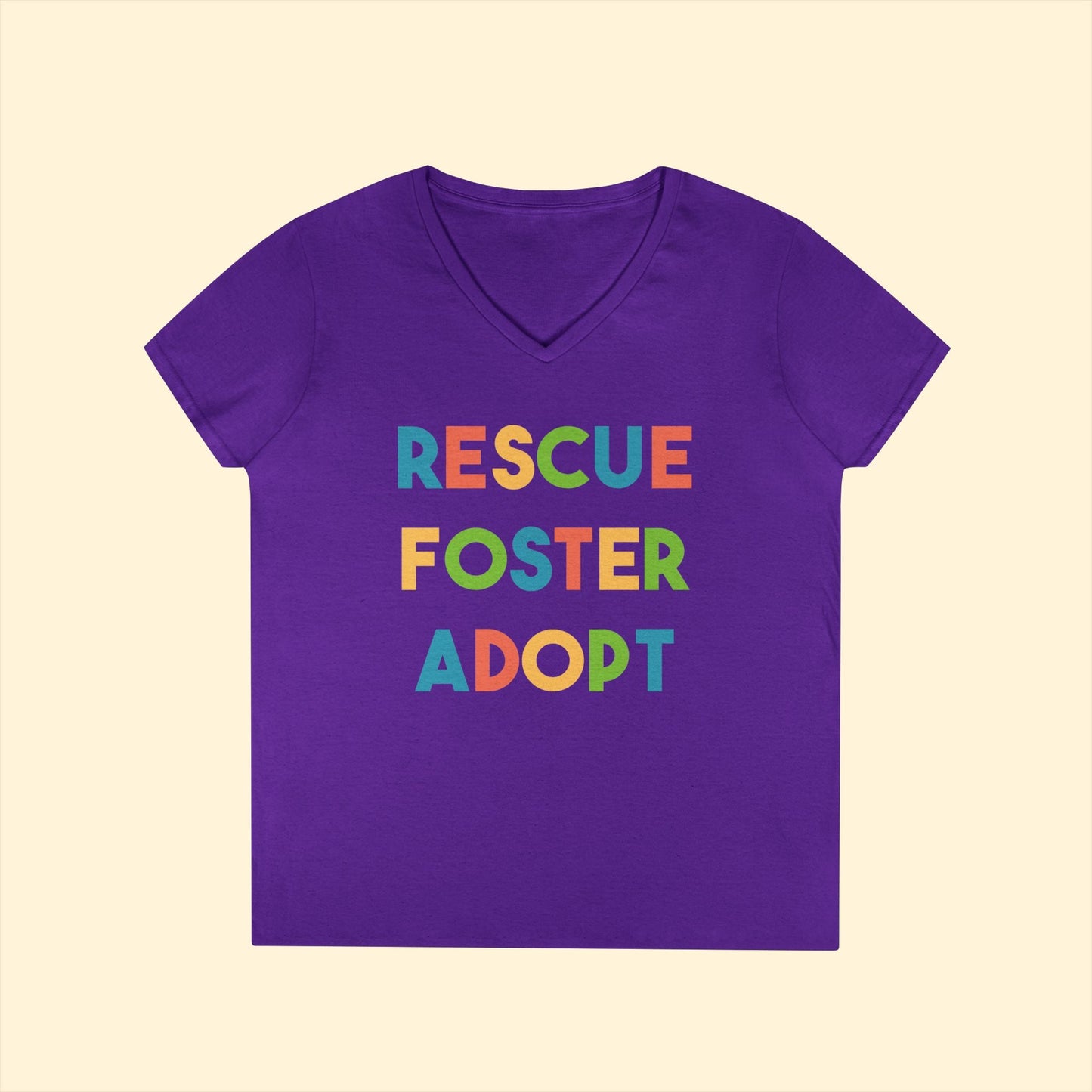 Rescue, Foster, Adopt | Ladies' V - Neck T-Shirt - Detezi Designs - 21290601254936134034