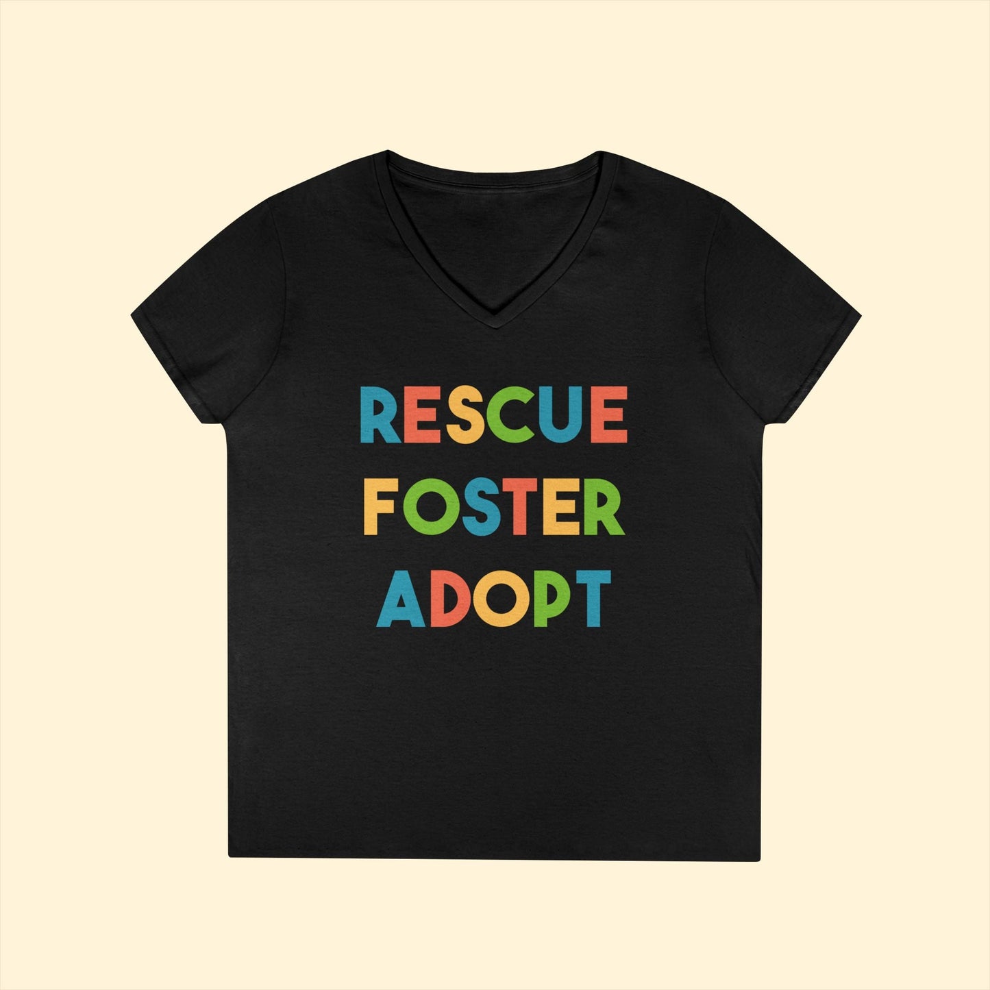 Rescue, Foster, Adopt | Ladies' V - Neck T-Shirt - Detezi Designs - 29204324420951405646