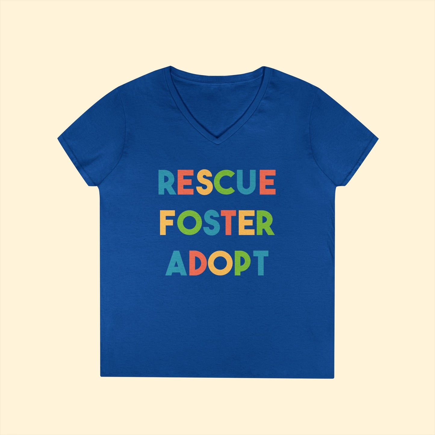 Rescue, Foster, Adopt | Ladies' V - Neck T-Shirt - Detezi Designs - 32623630972333953450