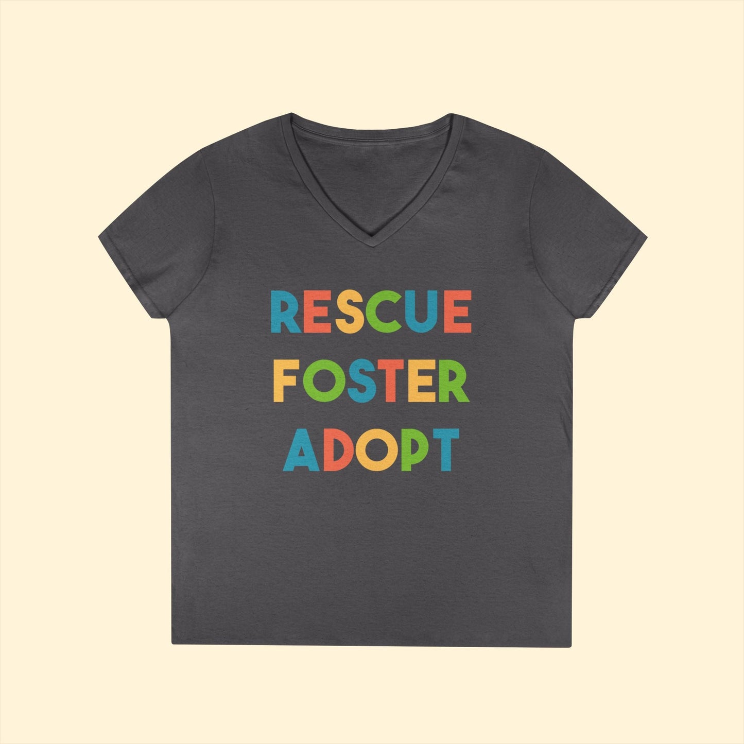 Rescue, Foster, Adopt | Ladies' V - Neck T-Shirt - Detezi Designs - 33950259079328968177