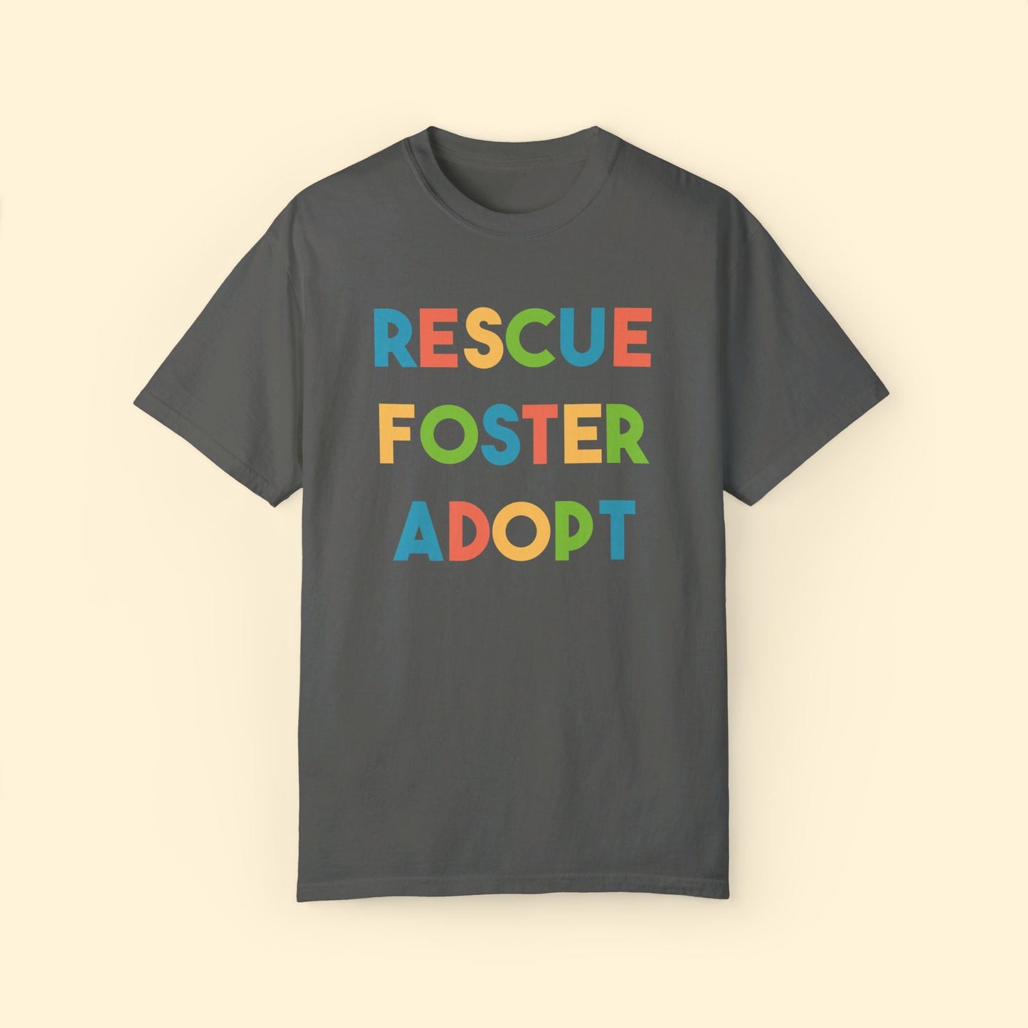 Rescue, Foster, Adopt Rainbow | Comfort Colors Unisex T-shirt - Detezi Designs - 26641209904035445991