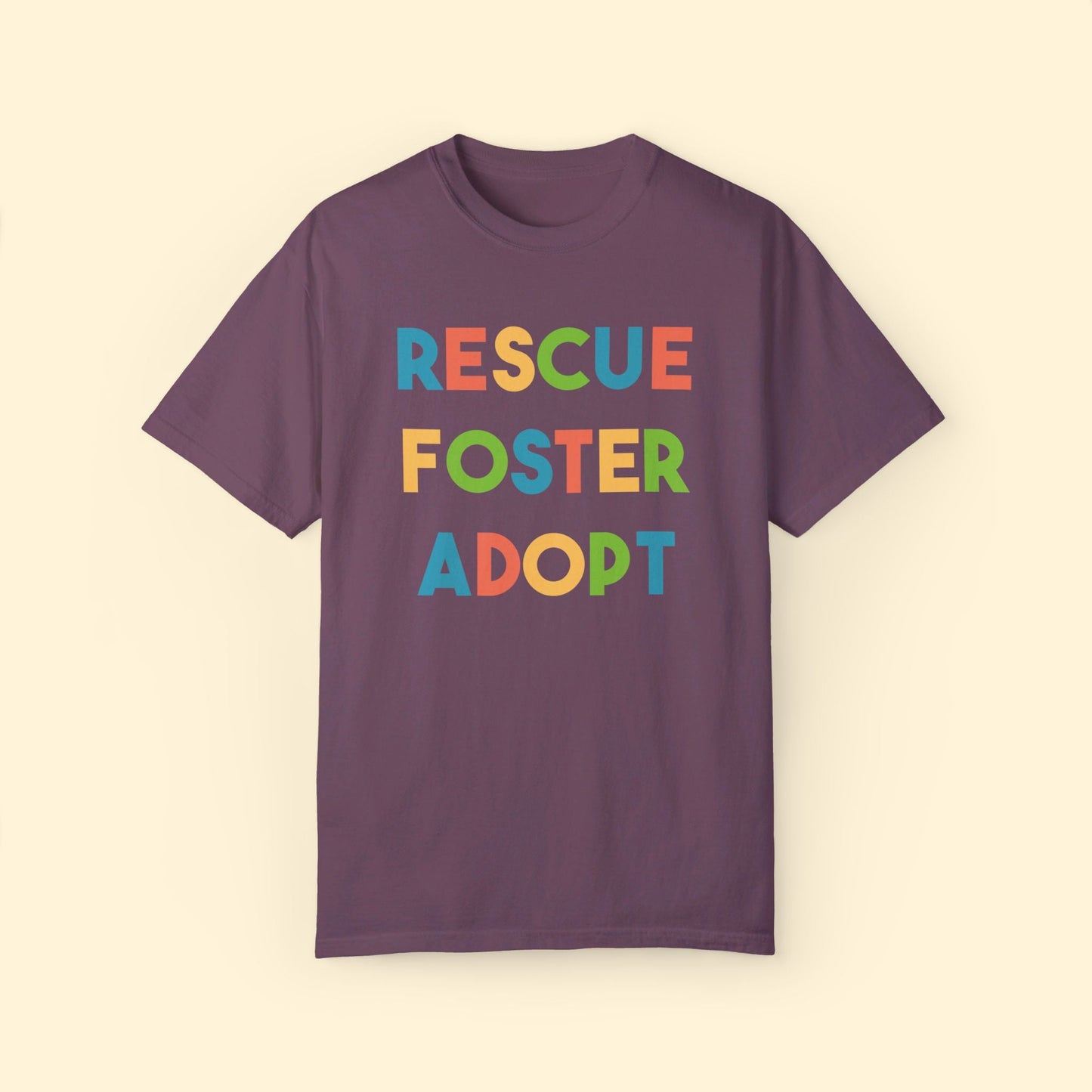 Rescue, Foster, Adopt Rainbow | Comfort Colors Unisex T-shirt - Detezi Designs - 26750846683256553883