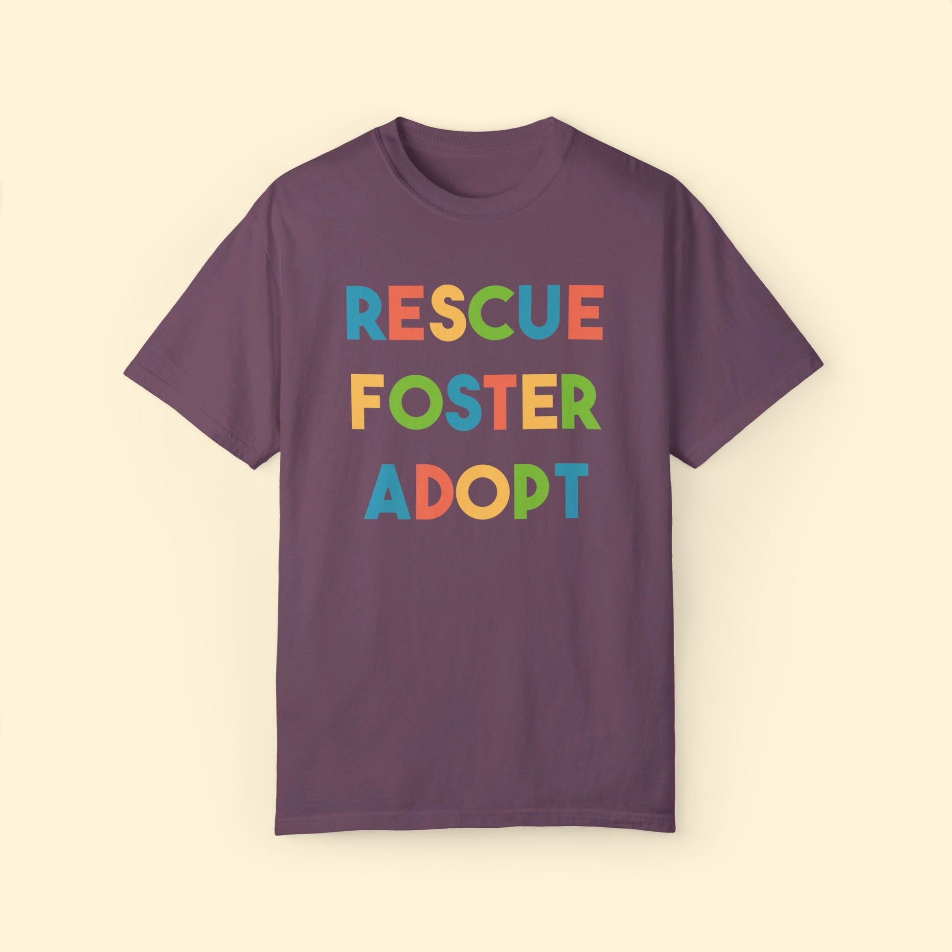 Rescue, Foster, Adopt Rainbow | Comfort Colors Unisex T-shirt - Detezi Designs - 26750846683256553883