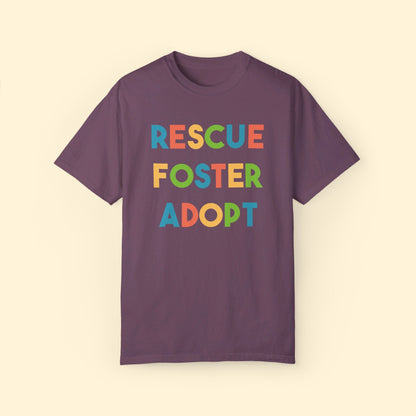 Rescue, Foster, Adopt Rainbow | Comfort Colors Unisex T-shirt - Detezi Designs - 26750846683256553883