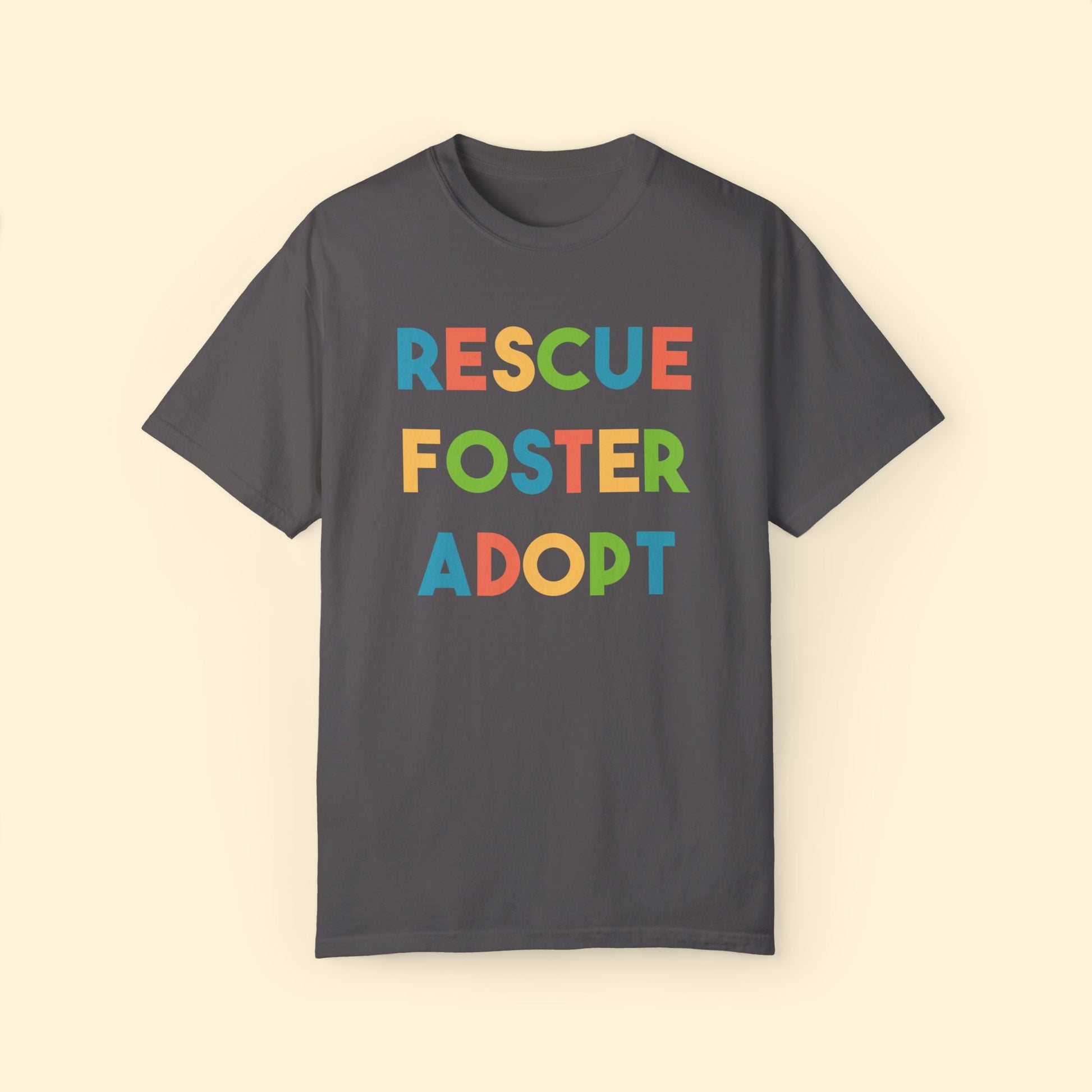 Rescue, Foster, Adopt Rainbow | Comfort Colors Unisex T-shirt - Detezi Designs - 26913747576195703053