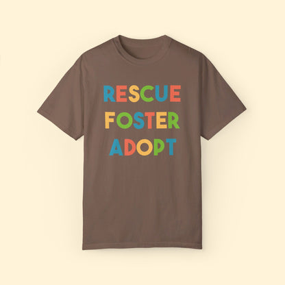 Rescue, Foster, Adopt Rainbow | Comfort Colors Unisex T-shirt - Detezi Designs - 32970478159860258187