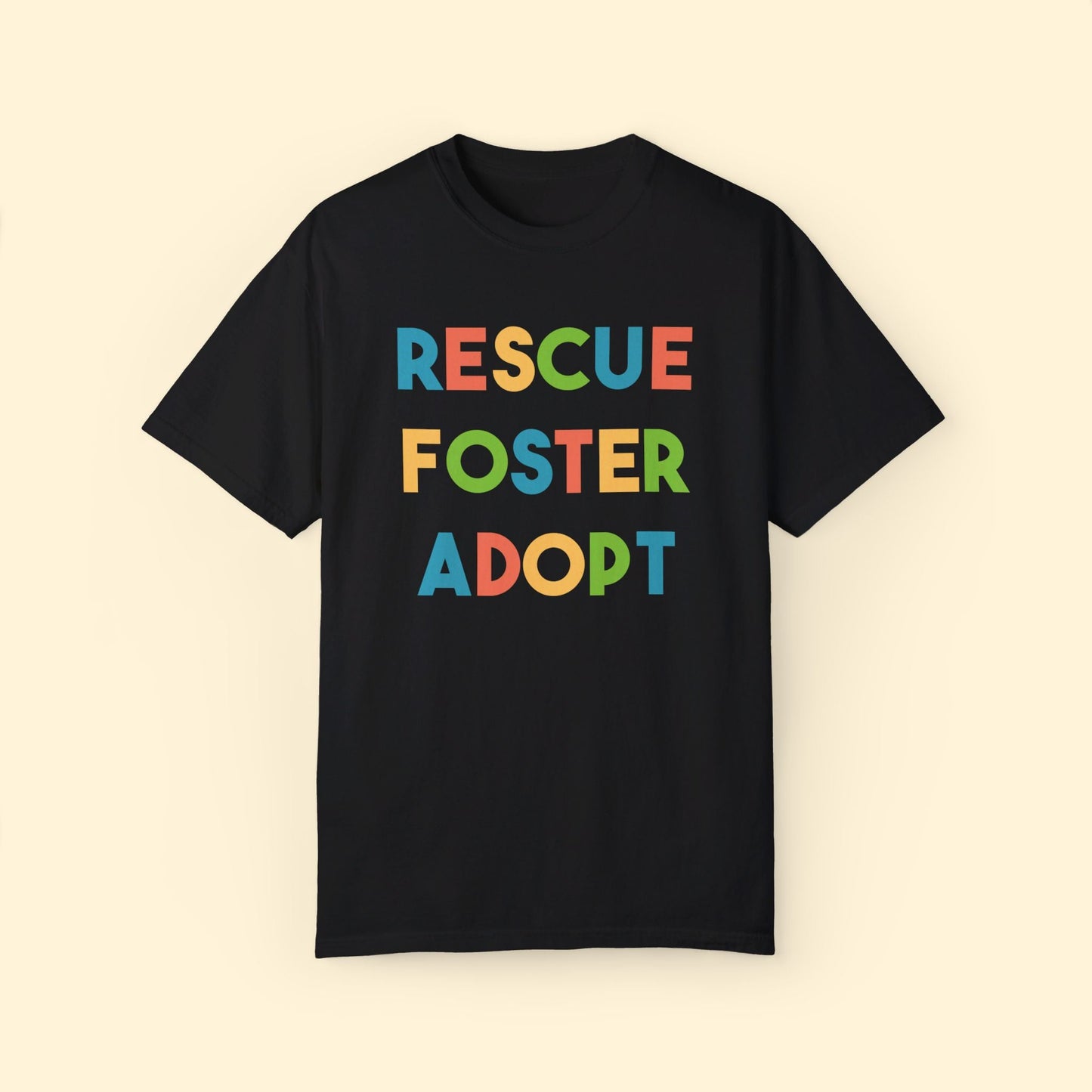 Rescue, Foster, Adopt Rainbow | Comfort Colors Unisex T-shirt - Detezi Designs - 33258251371737653773