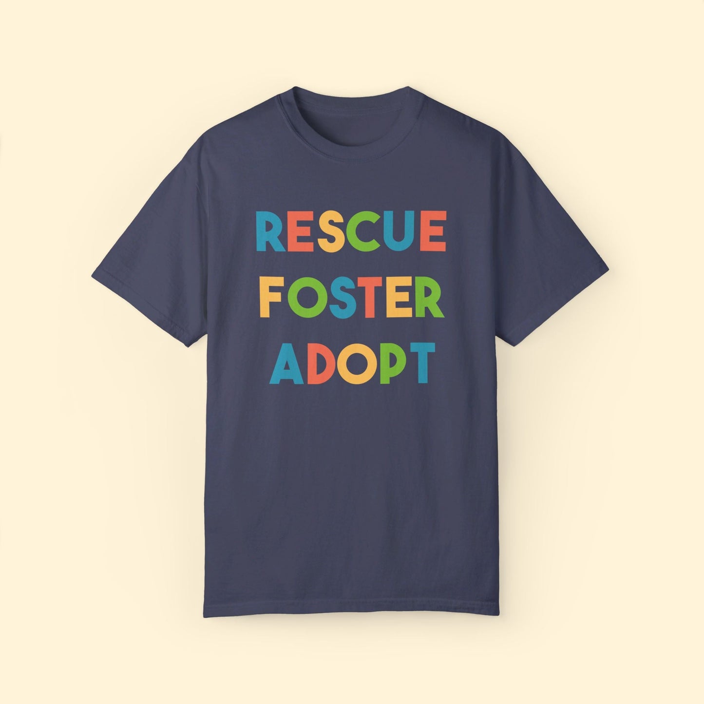 Rescue, Foster, Adopt Rainbow | Comfort Colors Unisex T-shirt - Detezi Designs - 85809244016514540848